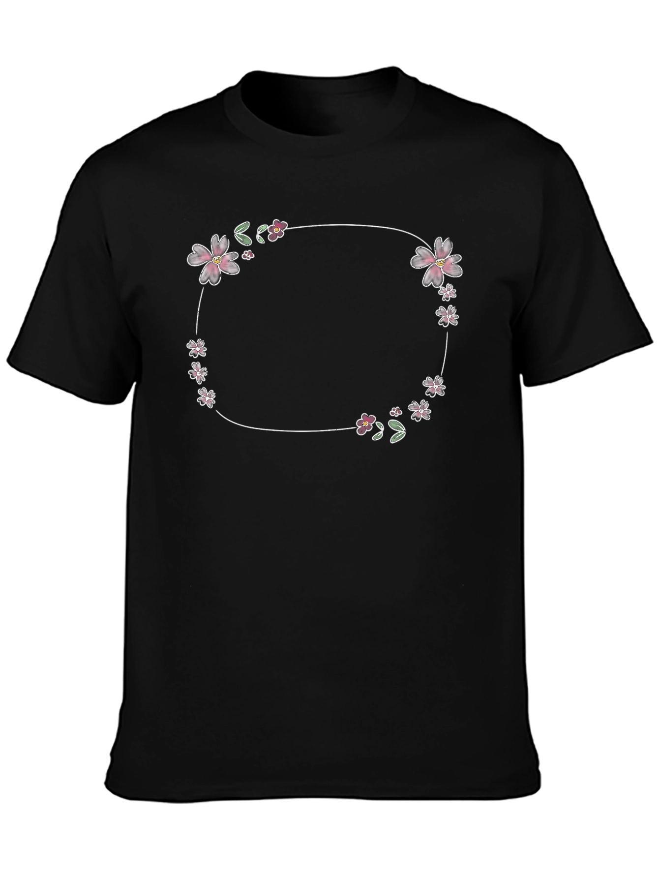 Black Floral Circle Graphic Tee - Stylish Casual Wear view 3
