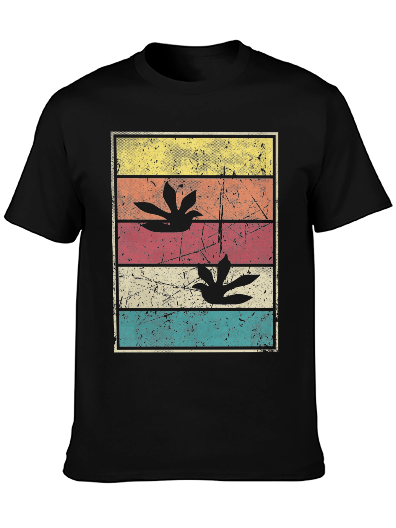 Black Retro Bird Track Tee - Vintage Inspired Graphic T-Shirt view 3