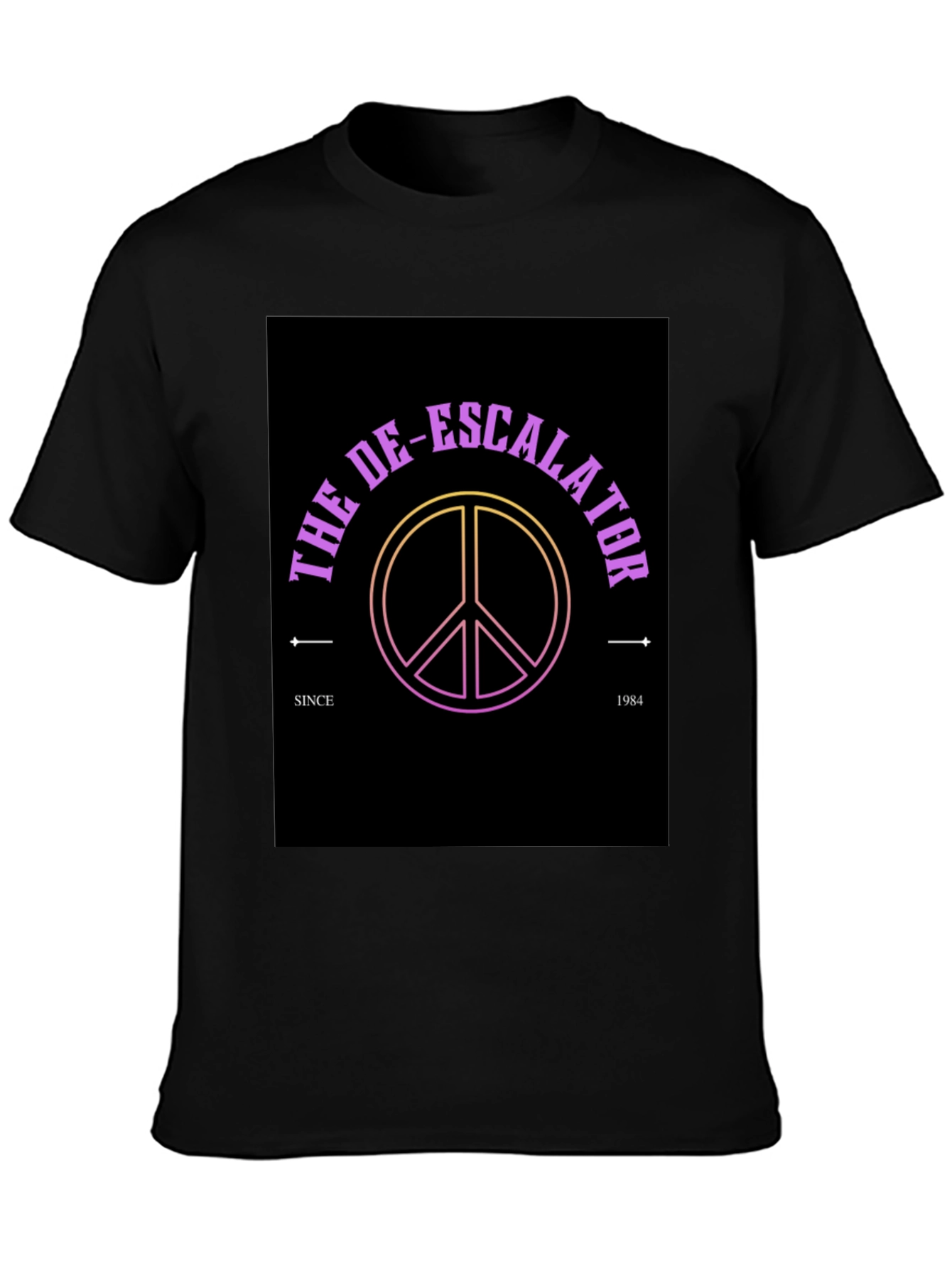 Black The De-Escalator Peace Sign Black T-Shirt view 3