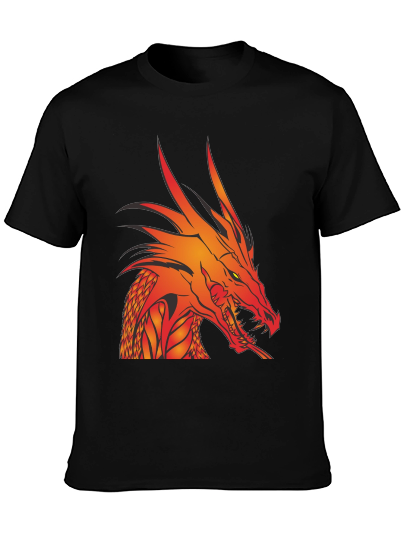 Black Dragon Head Graphic Tee - Black Cotton T-Shirt view 3