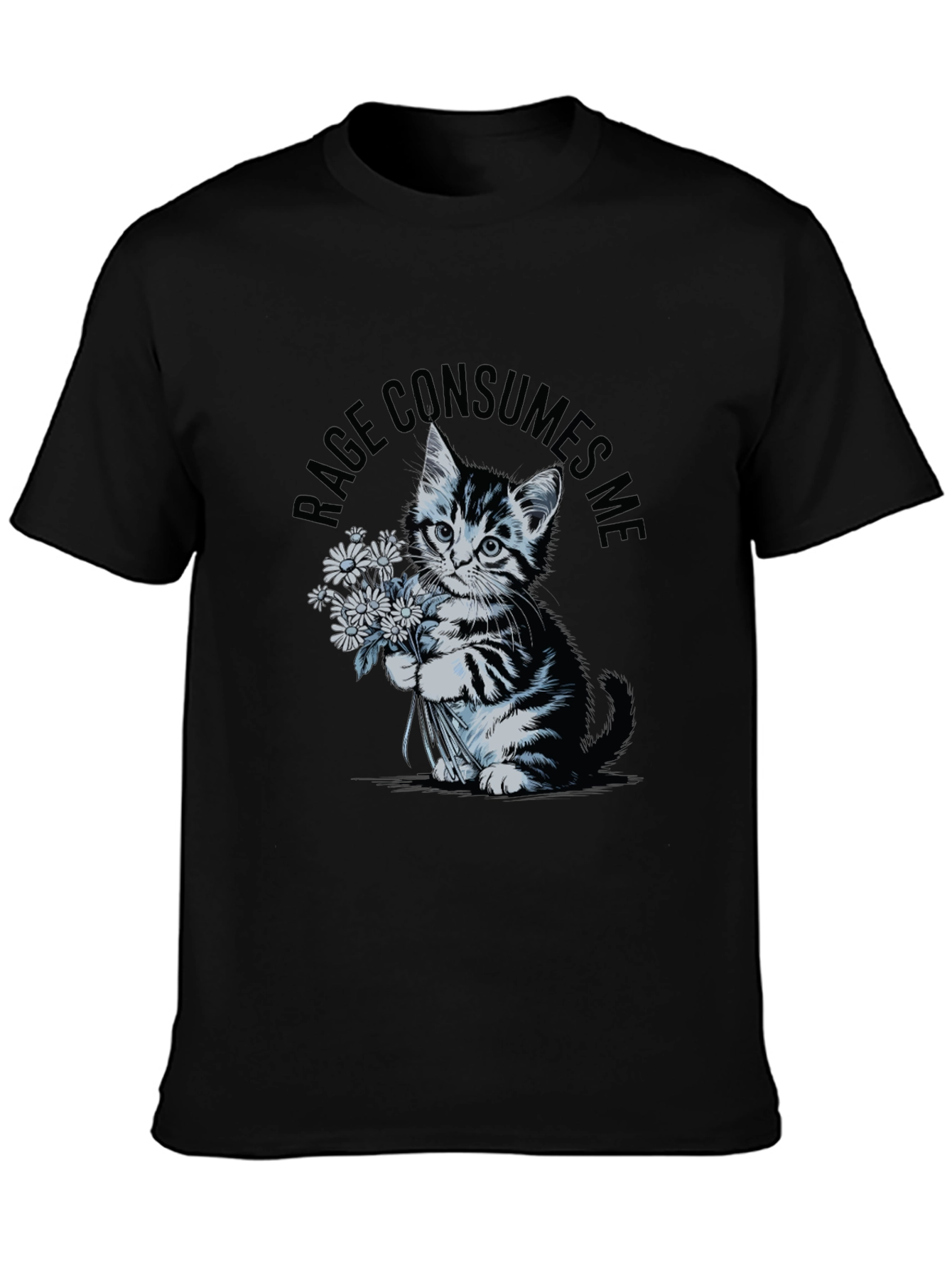 Black Rage Consumes Me Kitten T-Shirt - Black view 3
