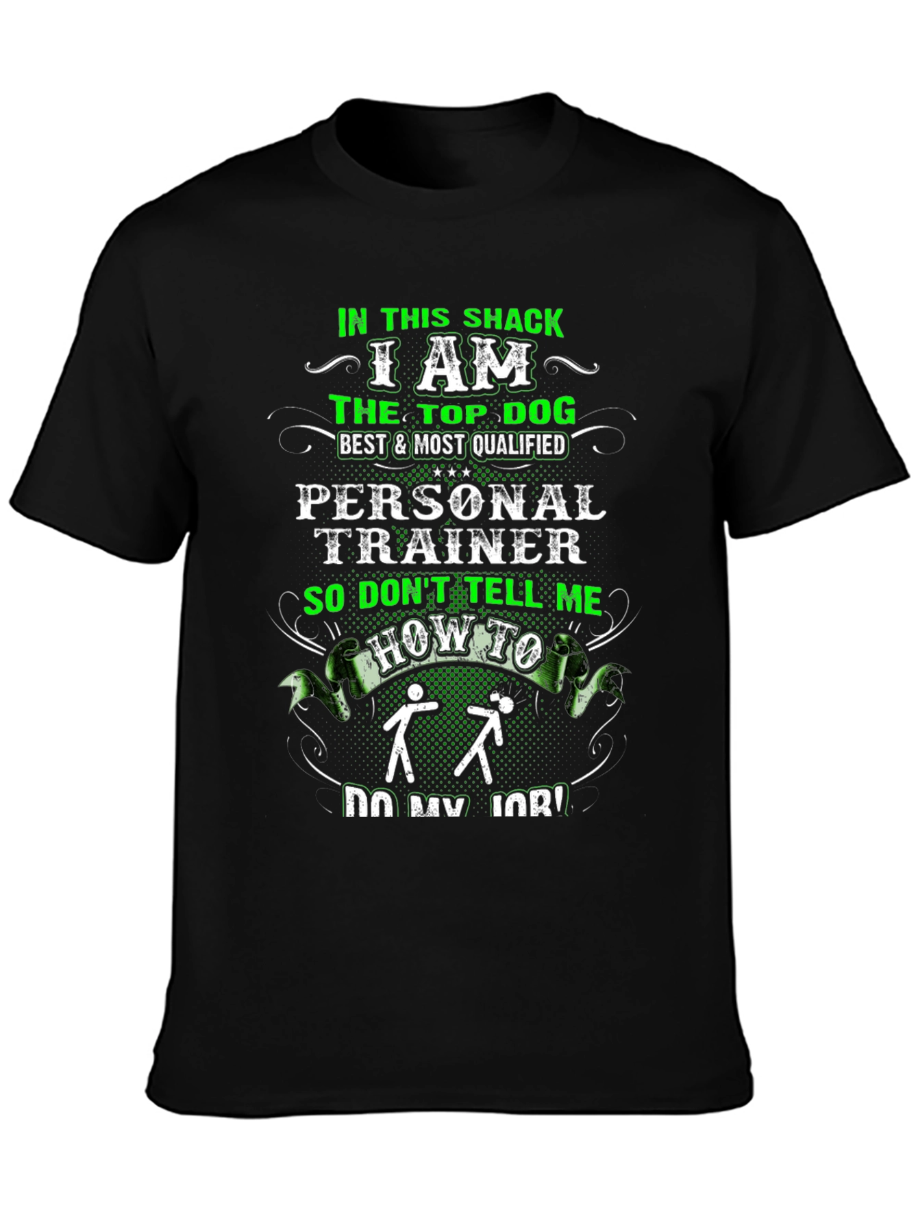 Black Top Dog Personal Trainer Graphic T-Shirt view 3