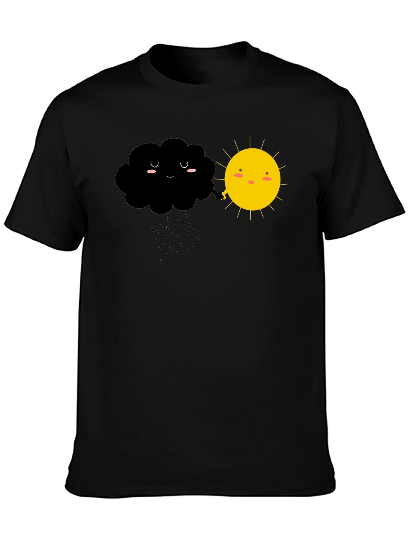 Black Cute Weather Cloud and Sun Graphic Tee view 3