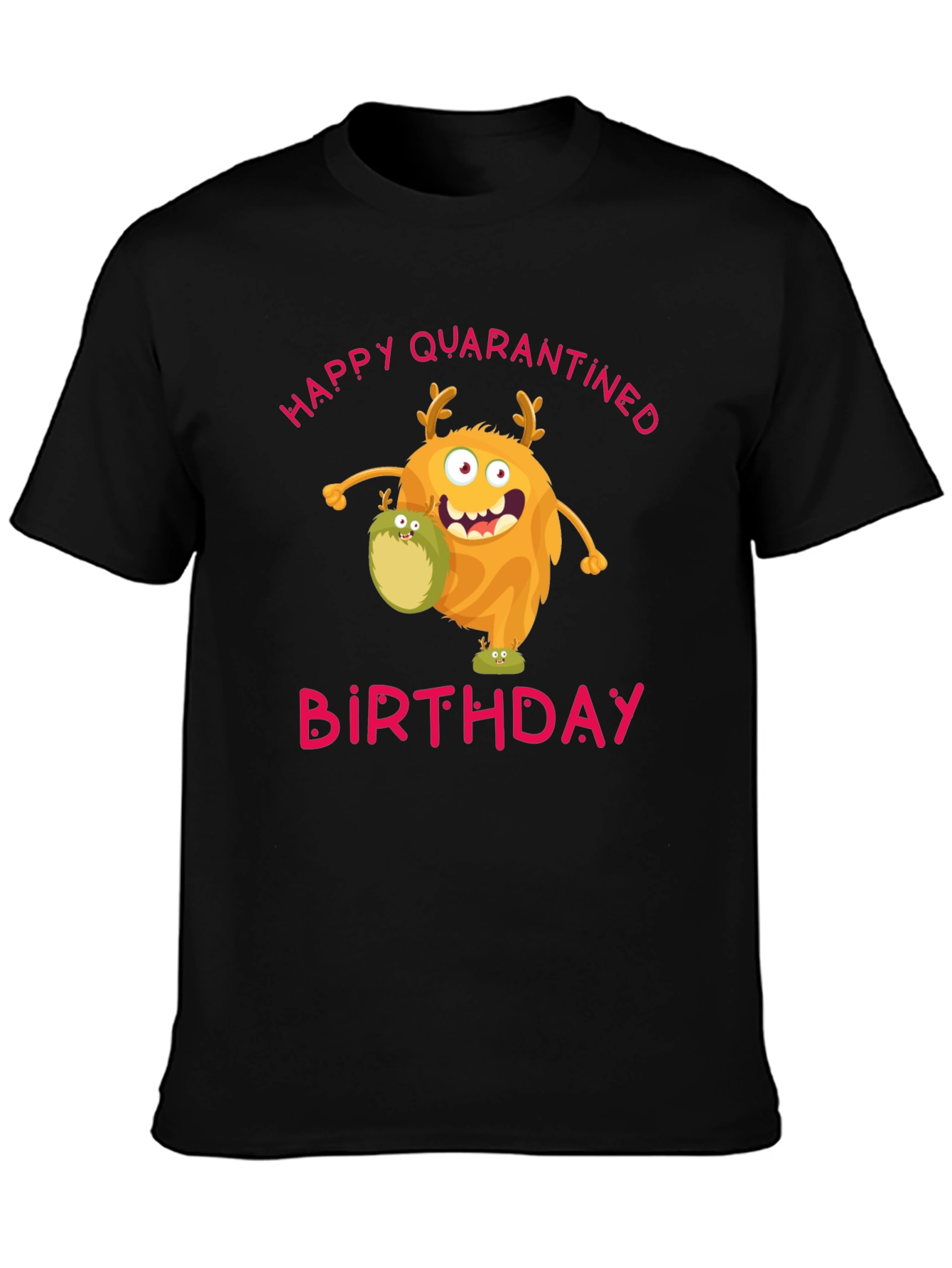 Black Quarantined Birthday Monster Graphic T-Shirt view 3