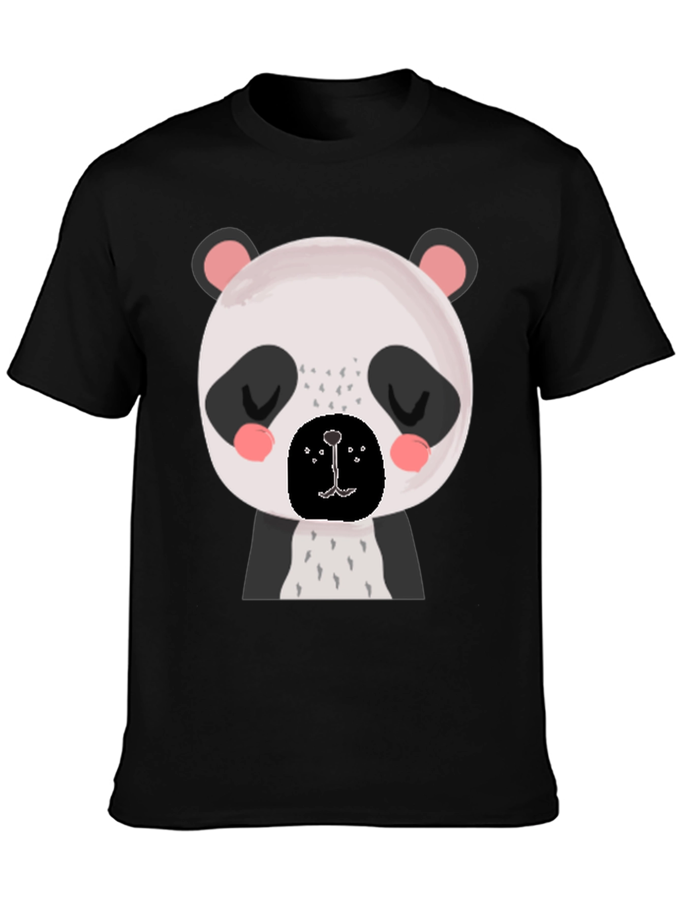 Black Cute Panda Bear Graphic Black T-Shirt view 3