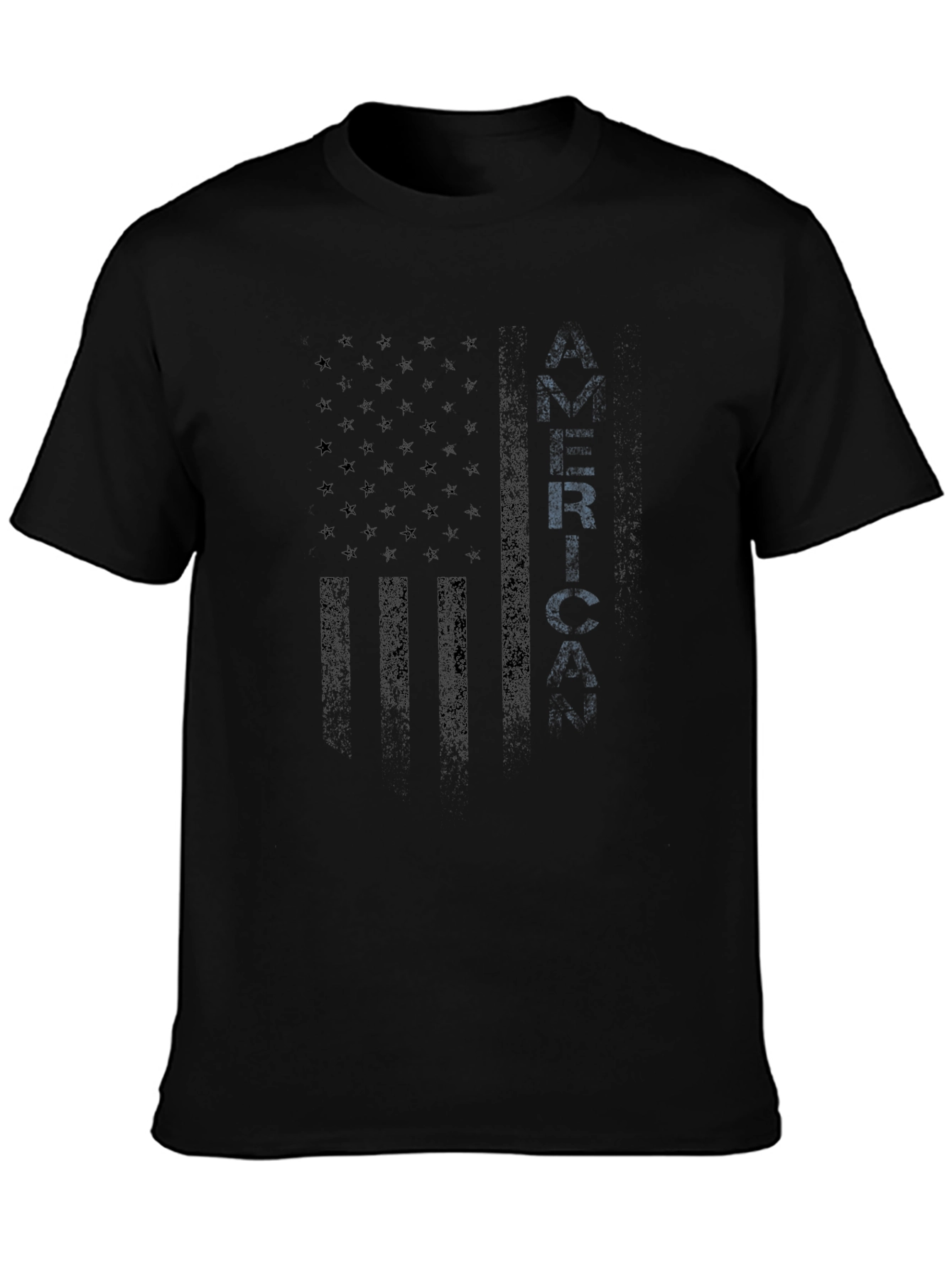Black Men's Black American Flag Graphic T-Shirt view 3