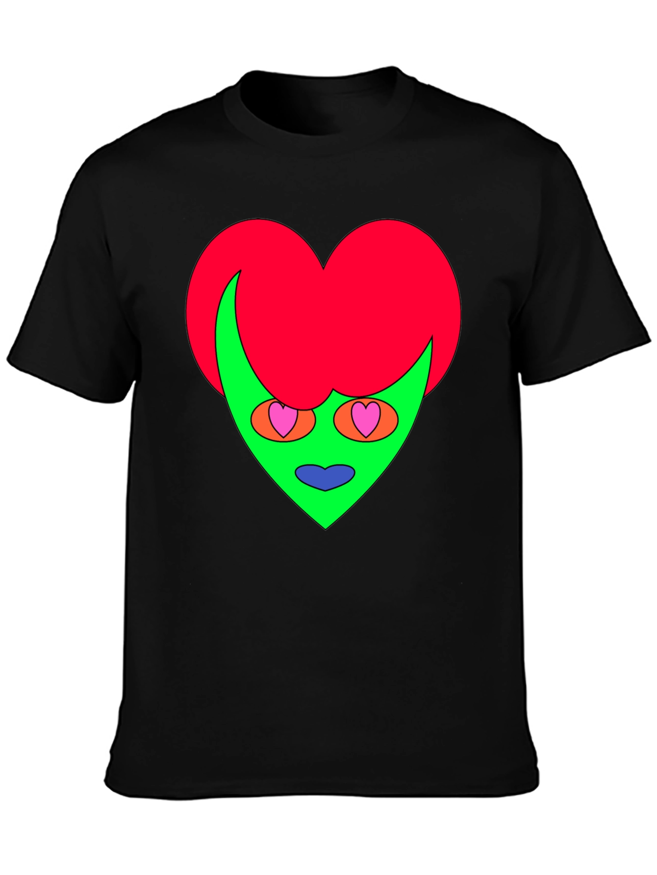 Black Funky Heart Alien Graphic Tee - Black view 3