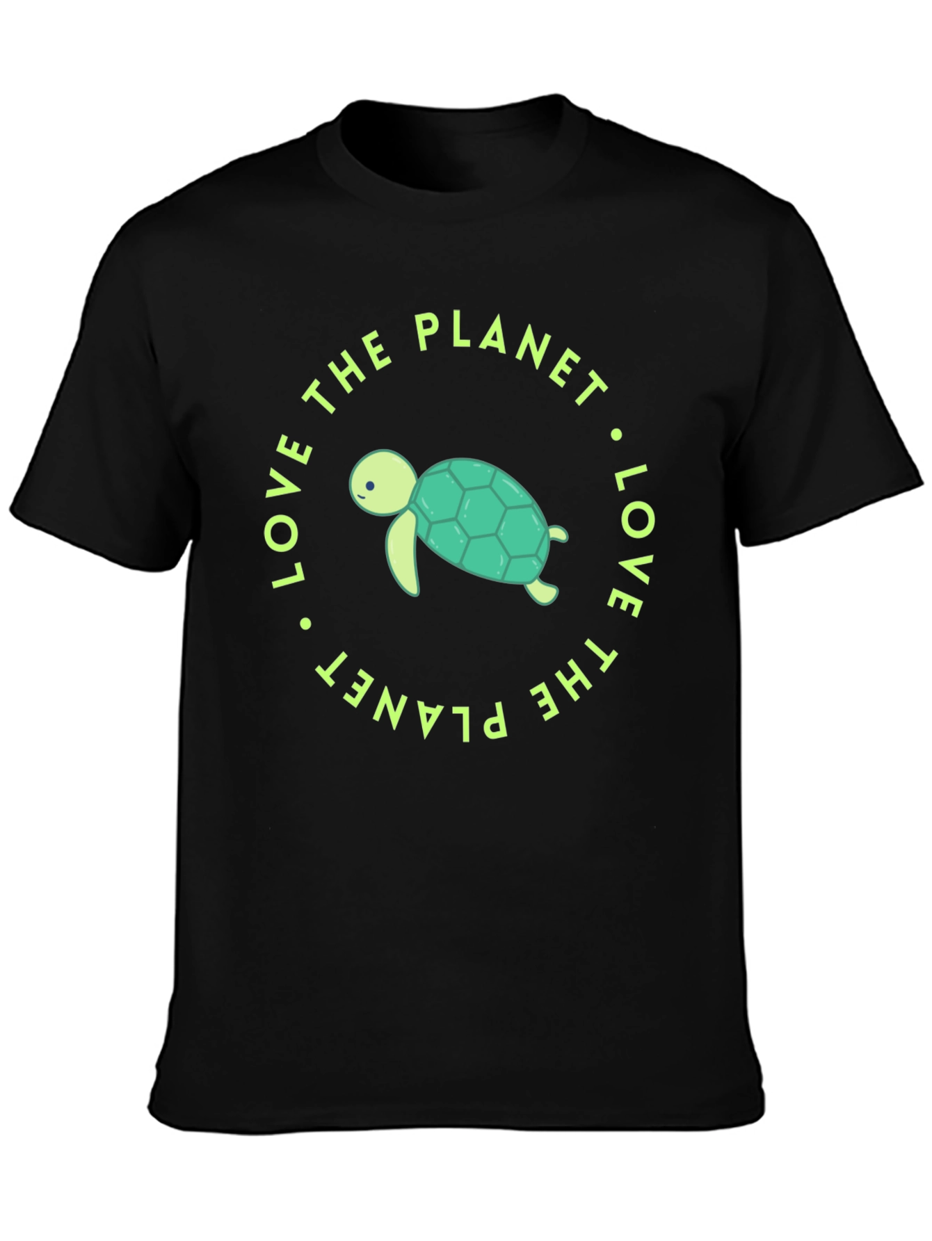 Black Love the Planet Turtle Graphic Tee view 3