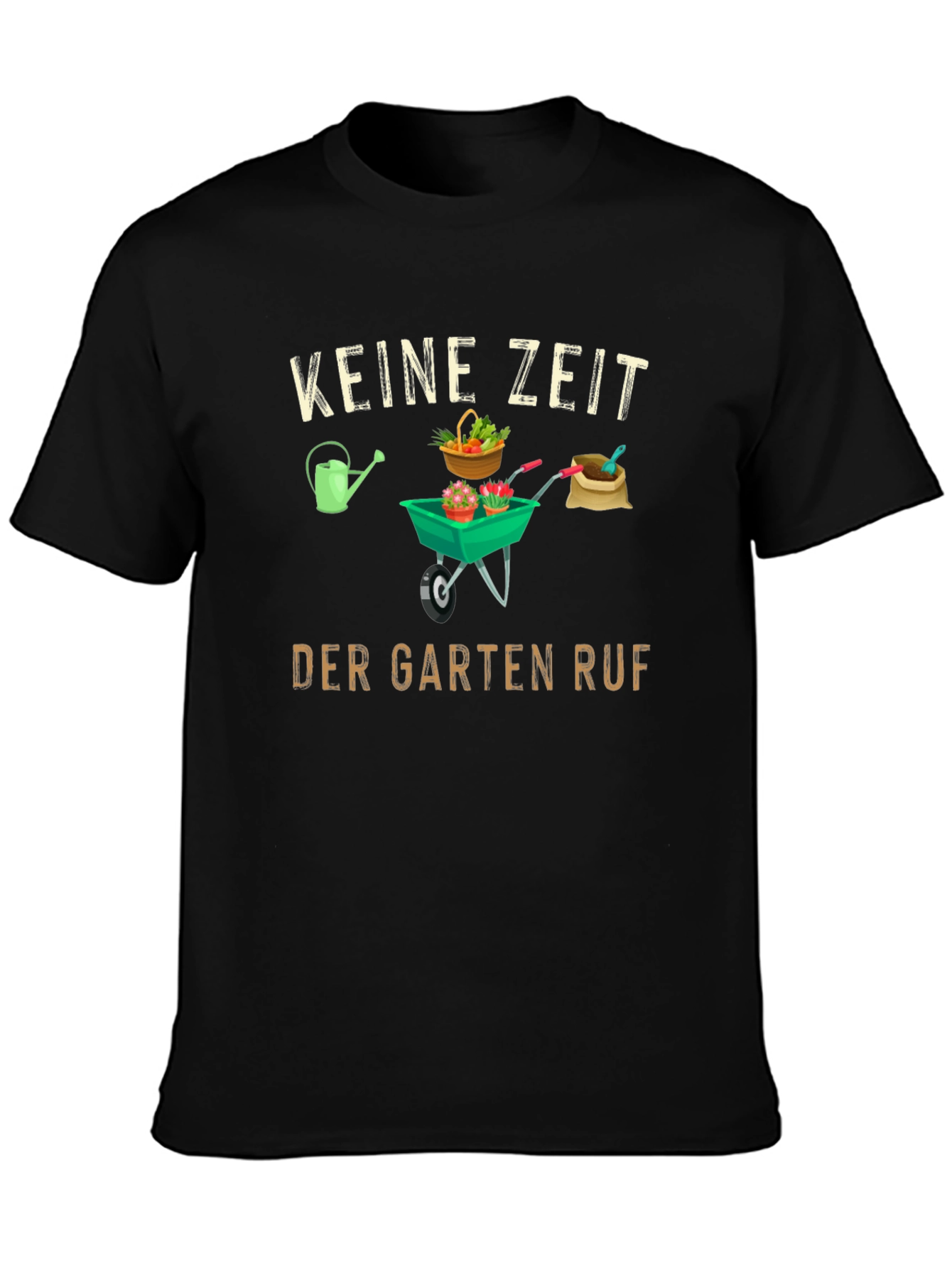 Black Gardening T-Shirt - KEINE ZEIT DER GARTEN RUF view 3