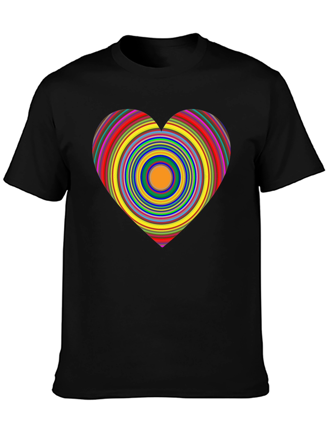 Black Rainbow Heart Graphic Black Tee view 3