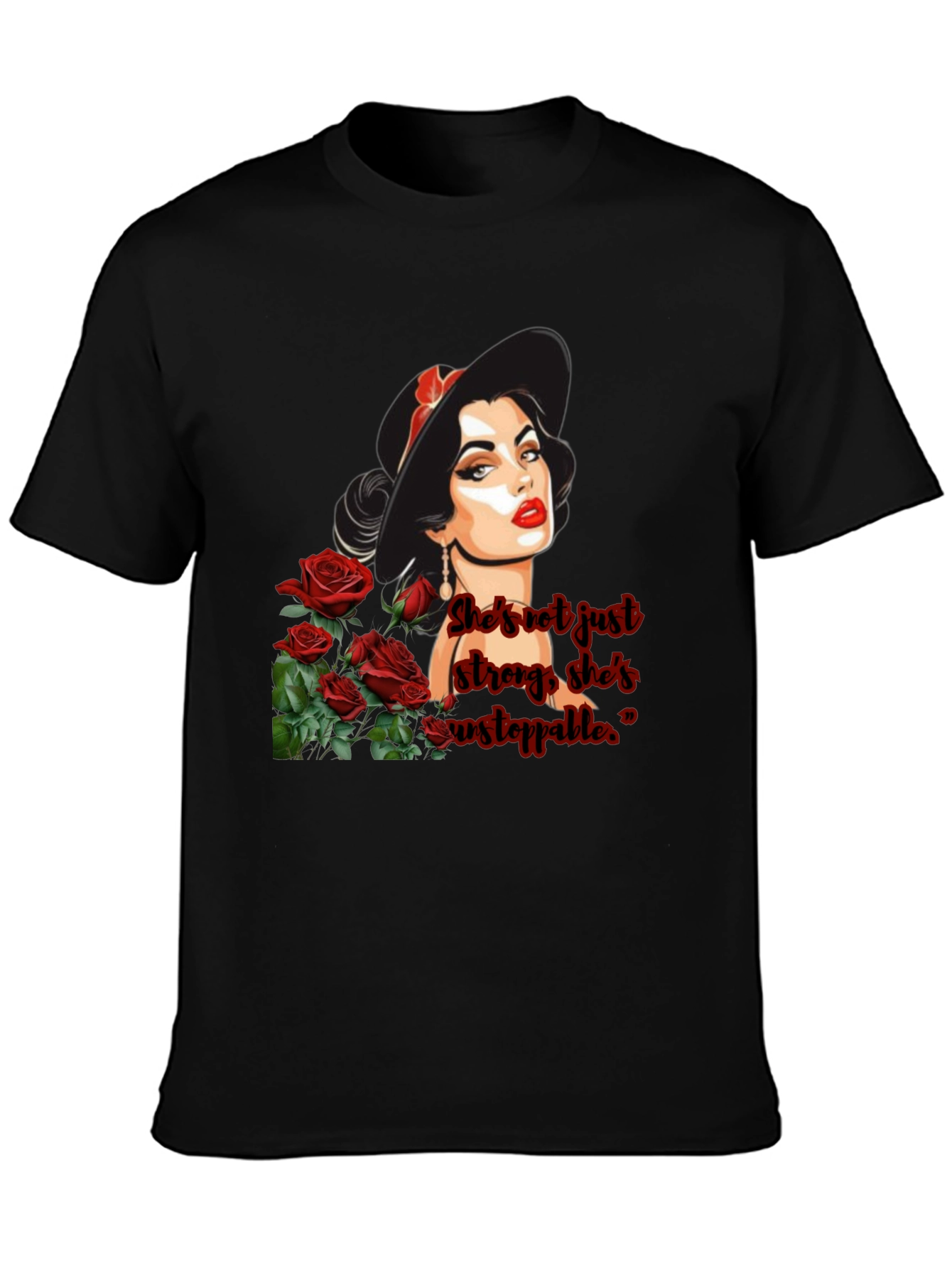 Black Woman & Roses Graphic Tee view 3