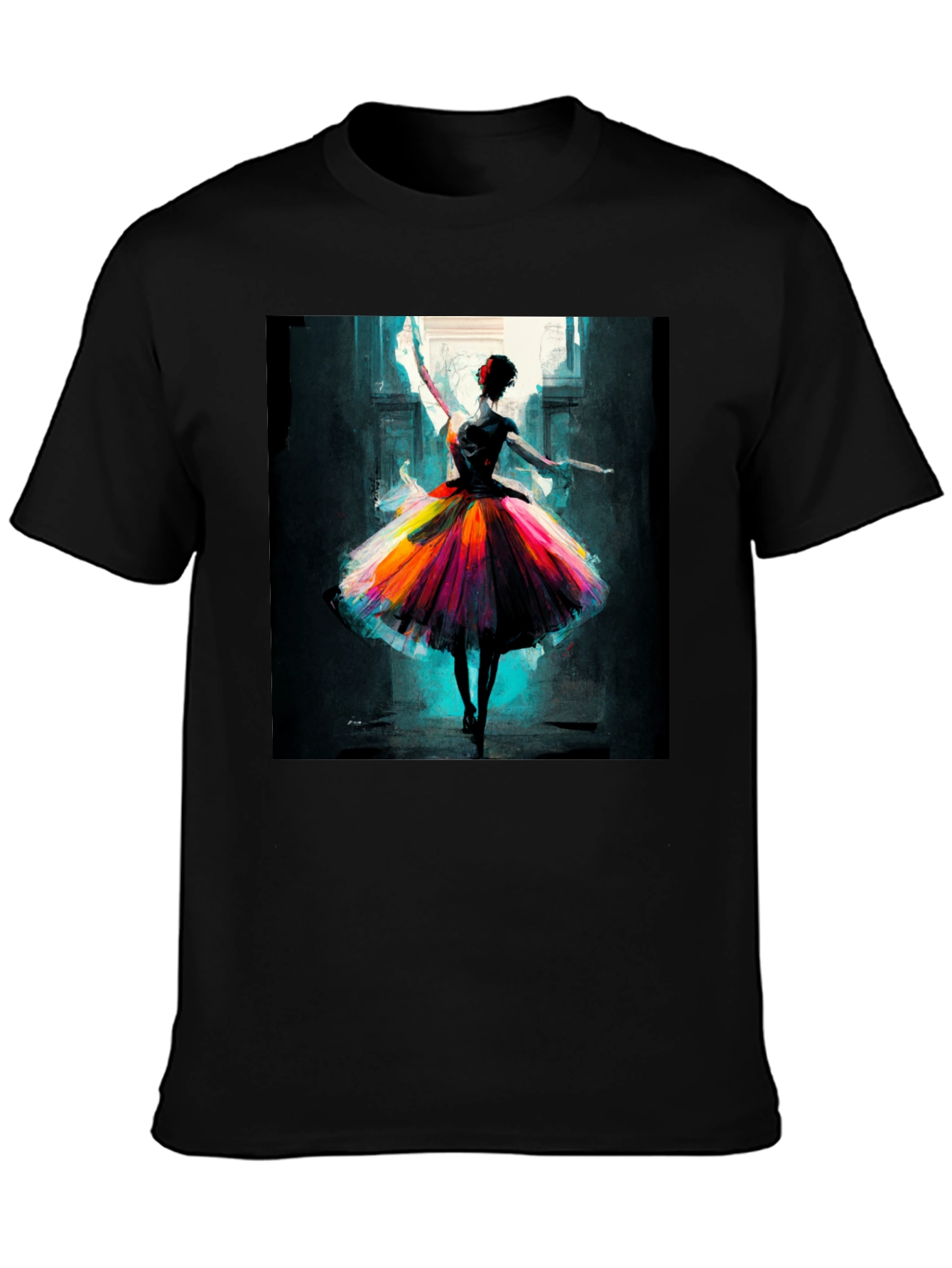 Black Ballerina Art Black T-Shirt view 3
