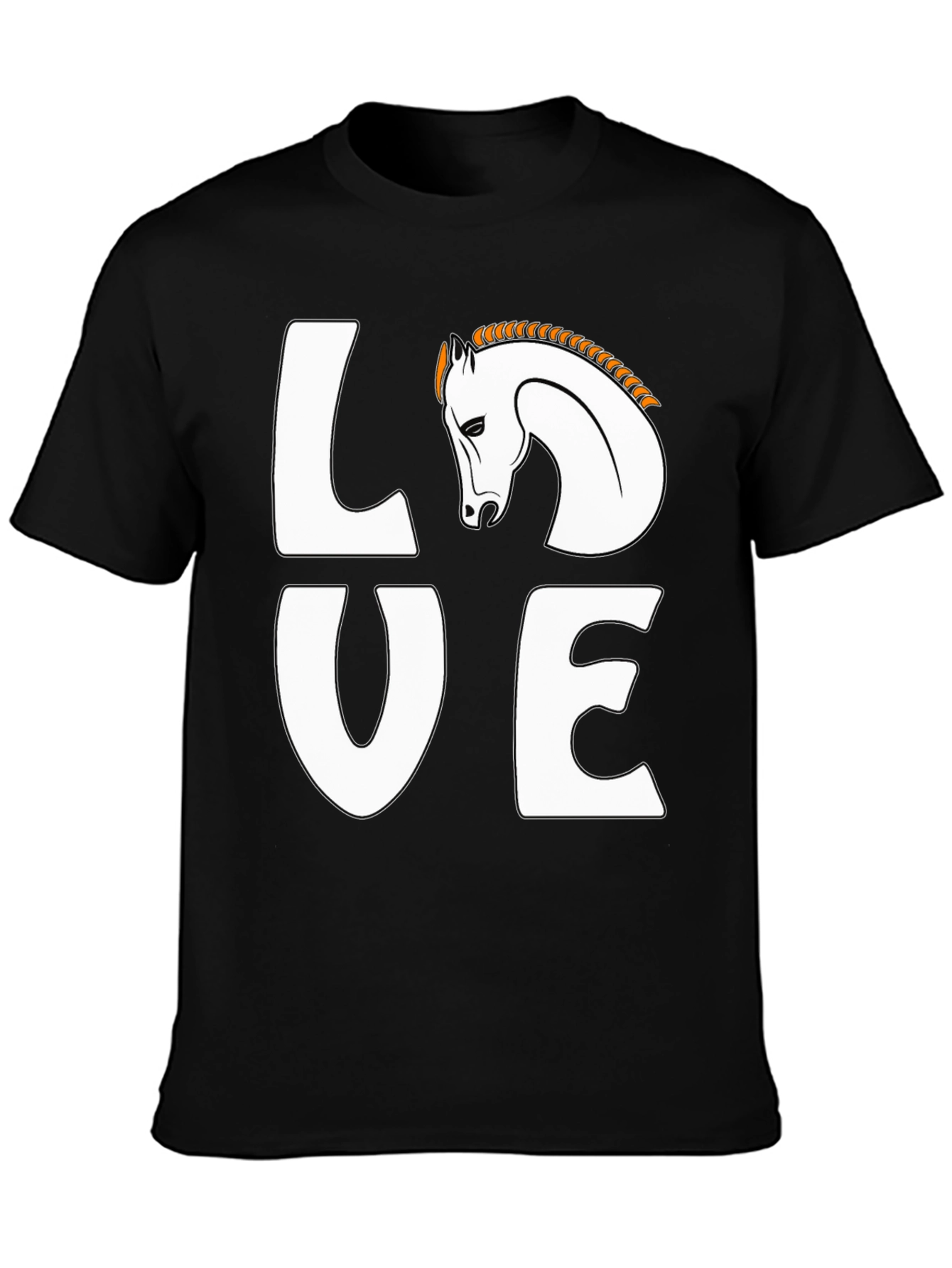 Black Love Horses Black T-Shirt view 3