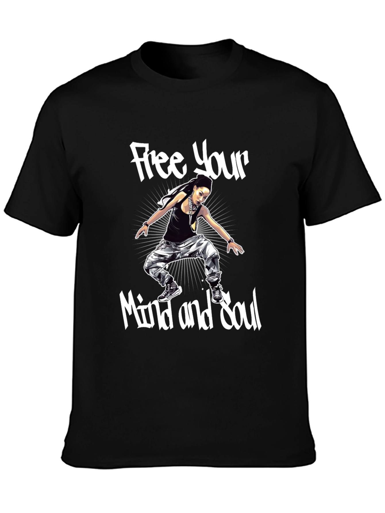 Black Free Your Mind & Soul Black Graphic Tee view 3