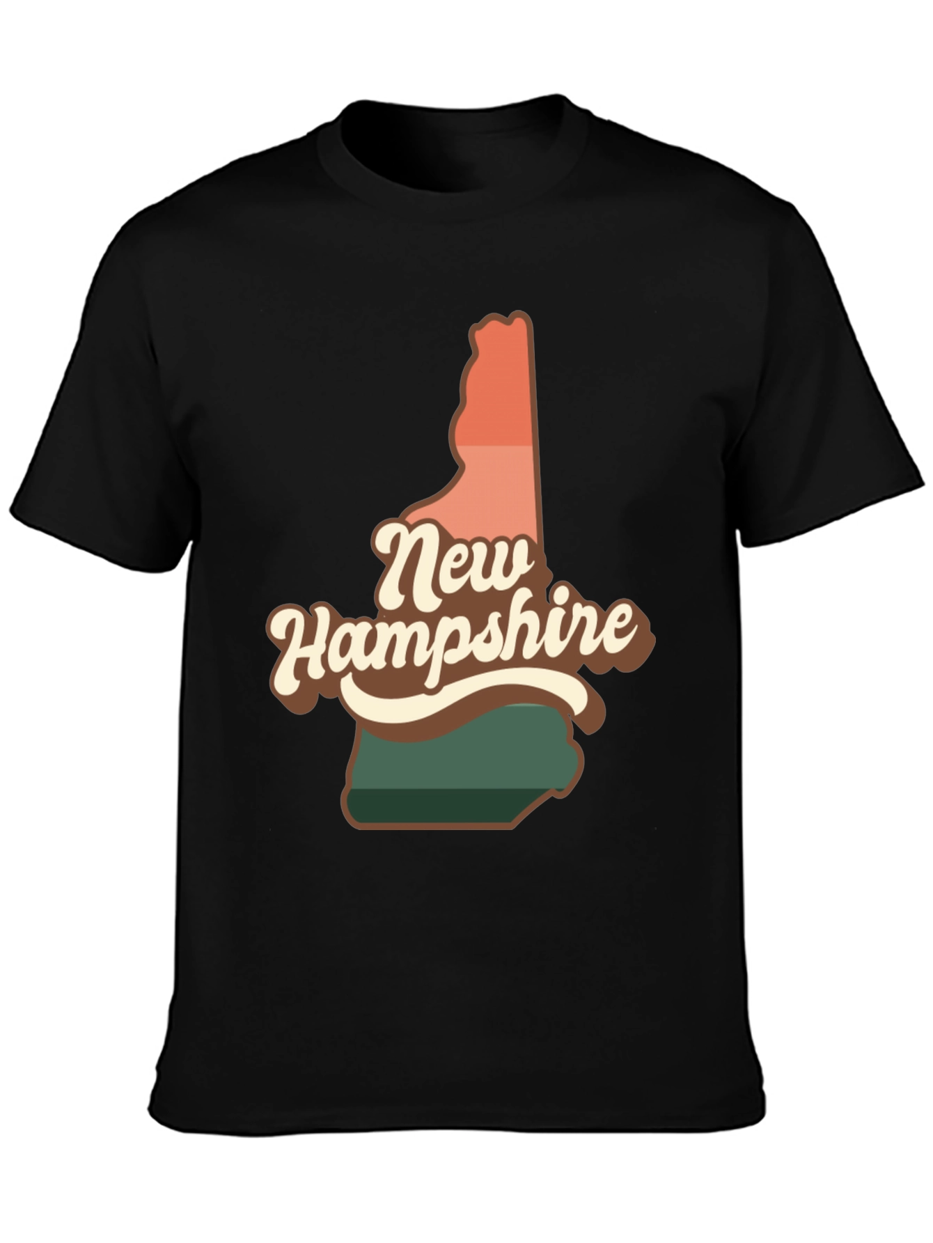 Black Retro New Hampshire State T-Shirt view 3
