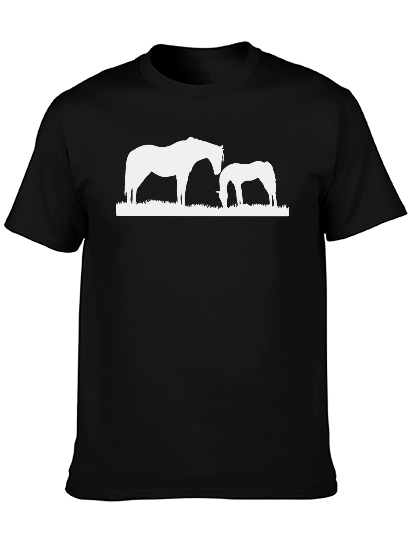 Black Horse Silhouette Graphic Tee - Casual Black T-Shirt view 3