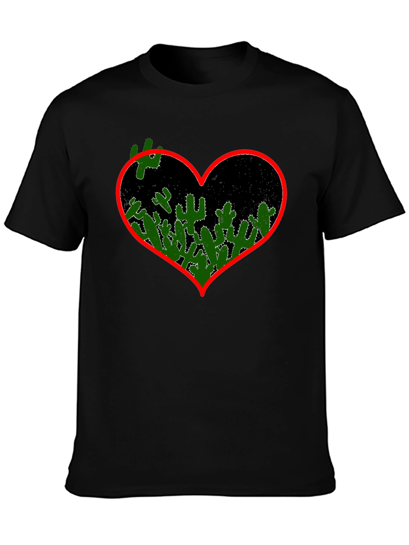Black Cactus Heart Graphic Tee - Black view 3