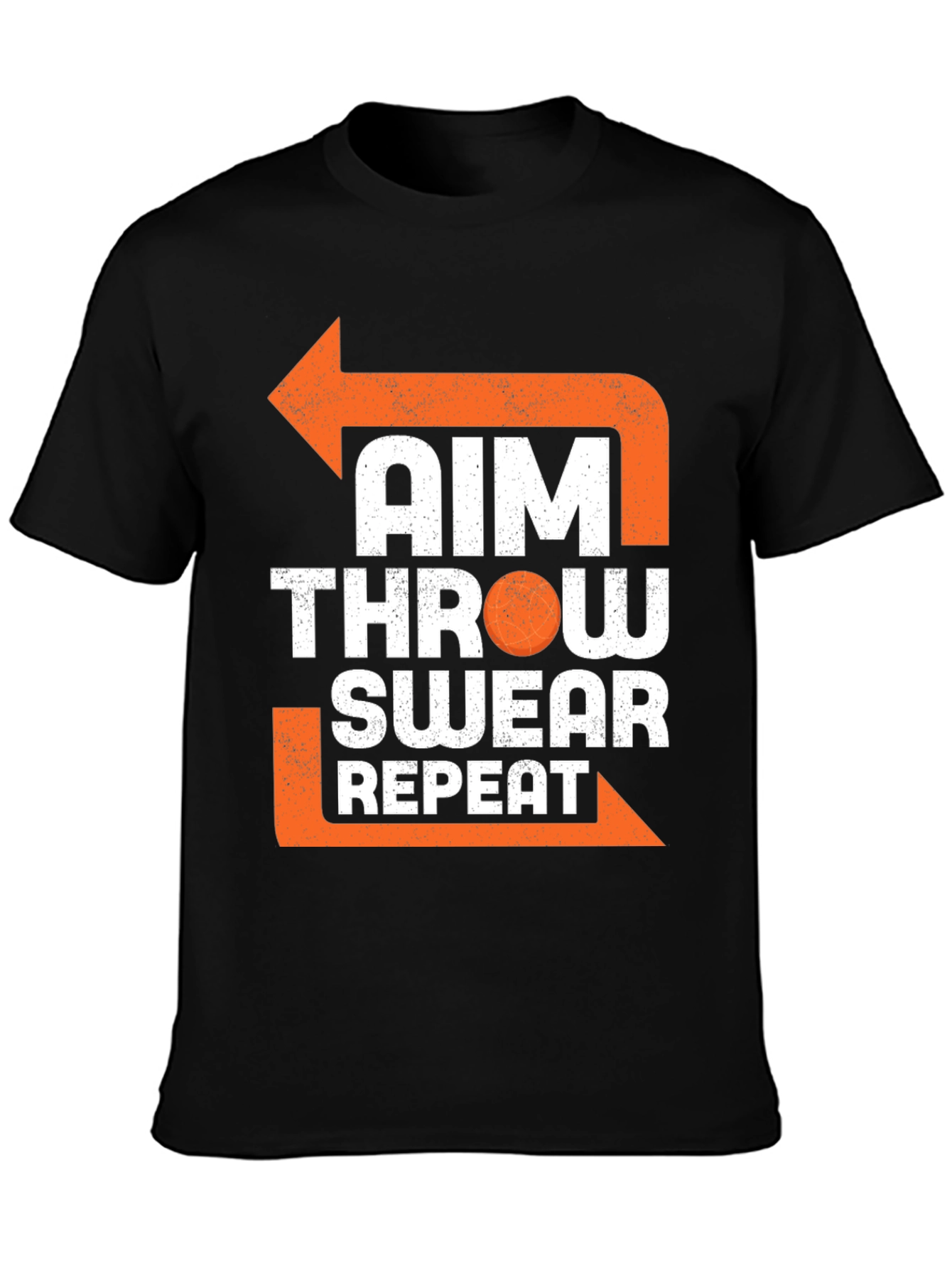 Black Aim Throw Swear Repeat Funny T-Shirt view 3