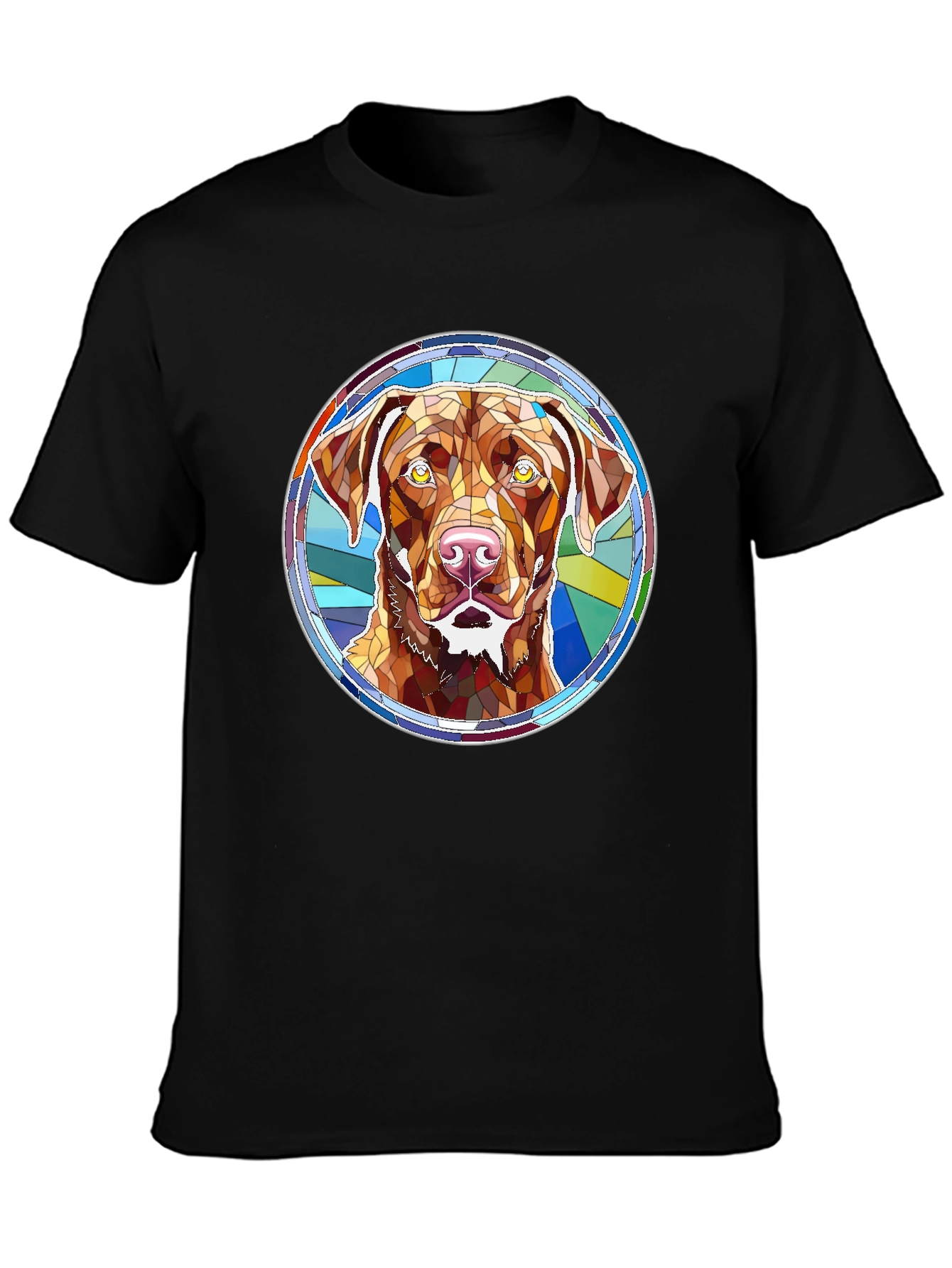 Black Dog Breed Stained Glass Style Graphic Tee view 3