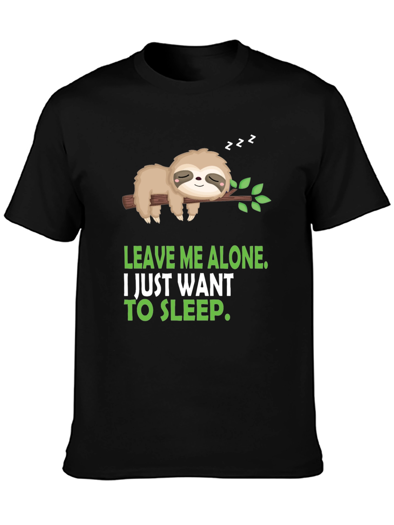 Black Funny Sloth 'Leave Me Alone' Graphic Tee view 3