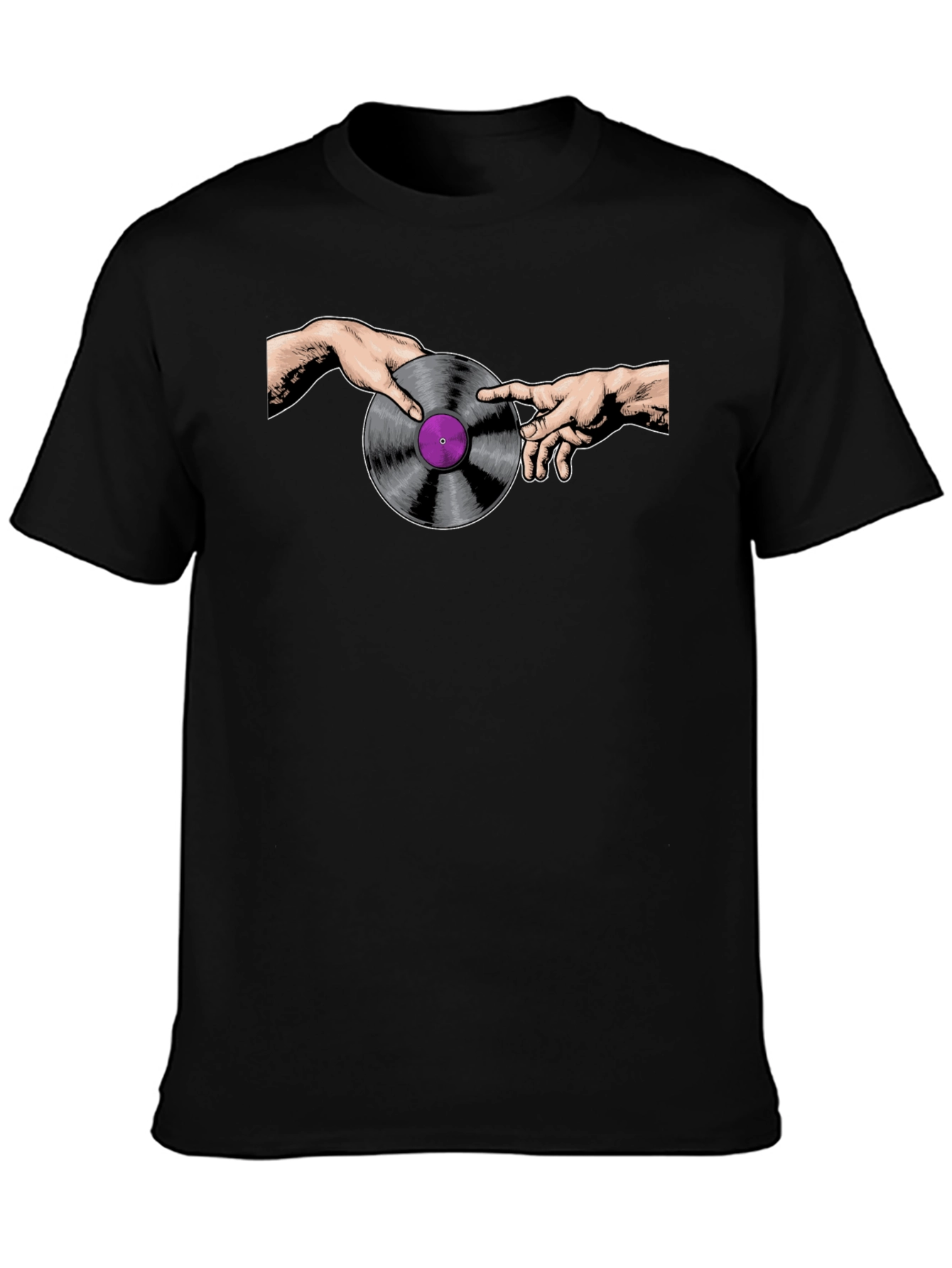 Black Creation of Vinyl Record Black T-Shirt view 3