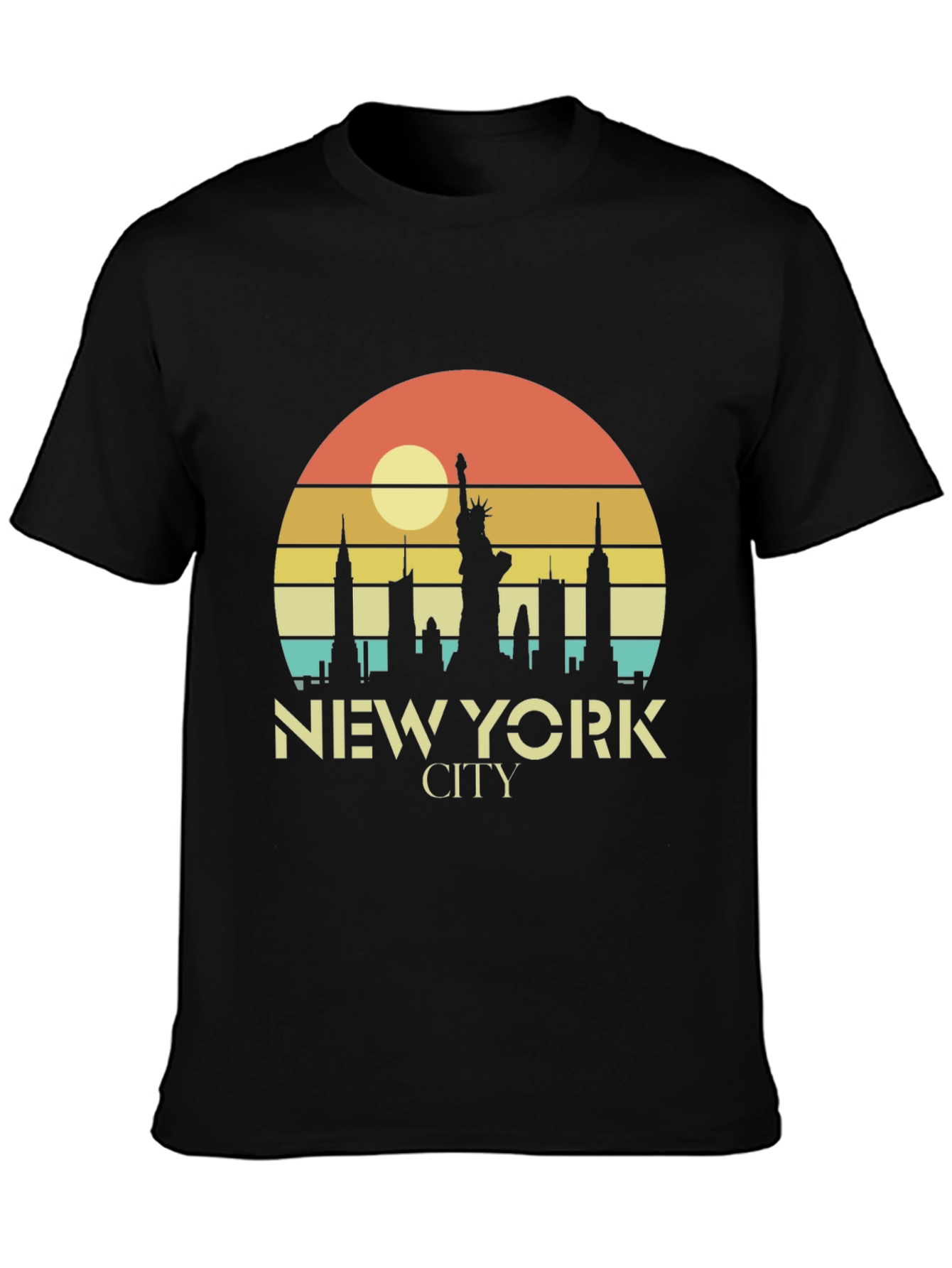 Black New York City Retro Style T-Shirt view 3