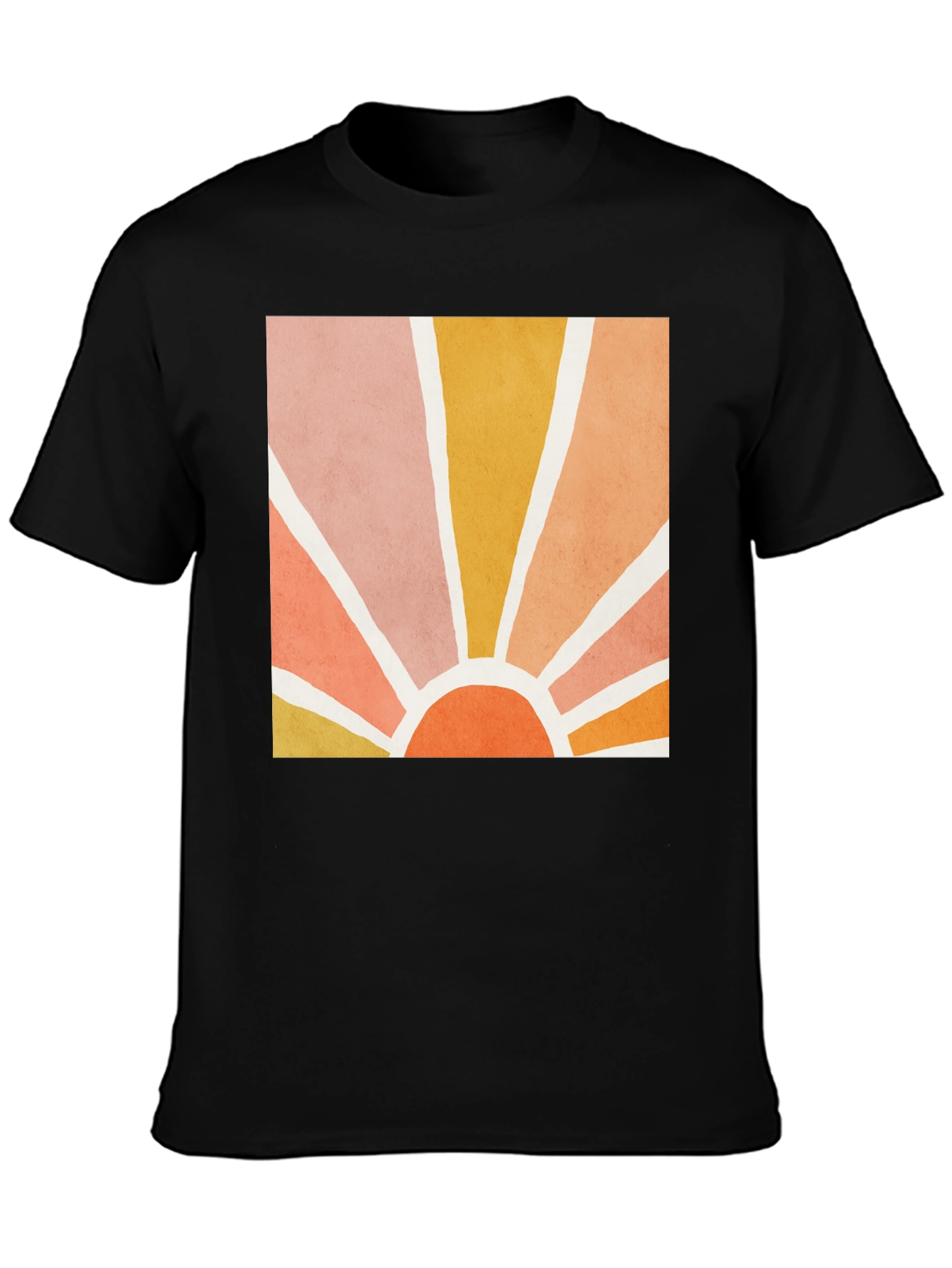 Black Retro Sun Graphic Tee - Vintage Style Comfort view 3