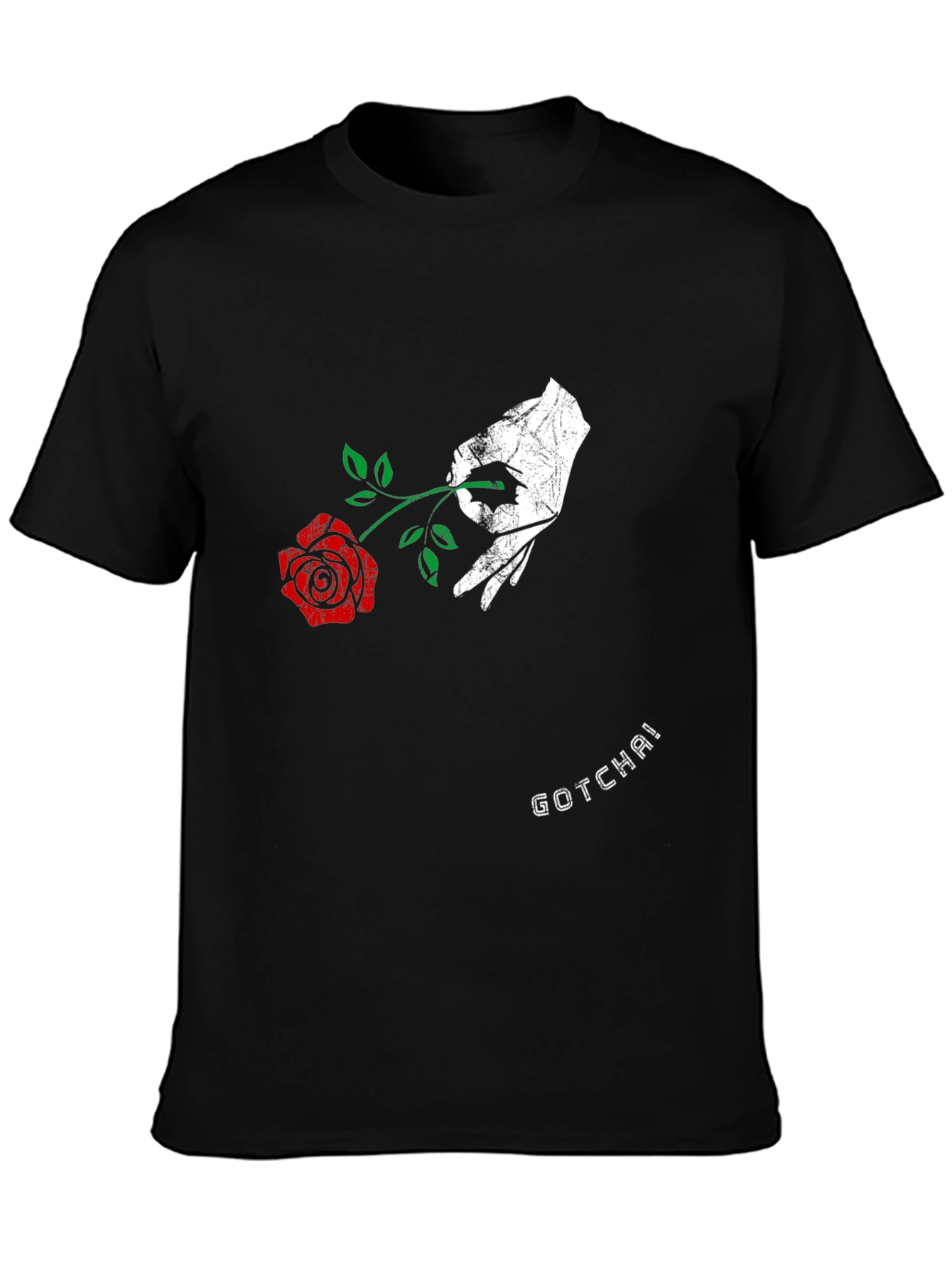 Black Gotcha Rose Graphic Tee - Men's Black Cotton T-Shirt view 3