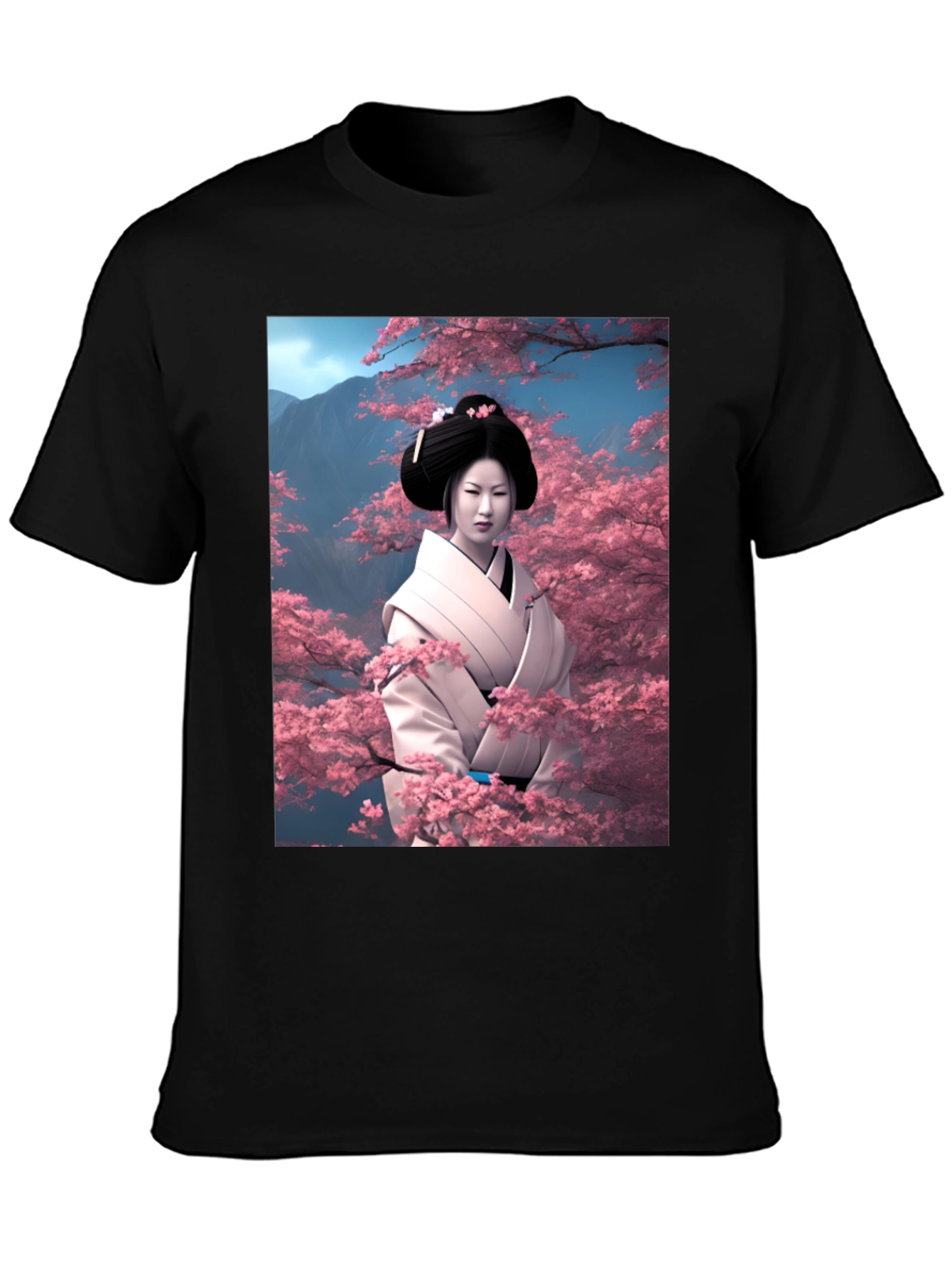 Black Geisha Cherry Blossom T-Shirt view 3