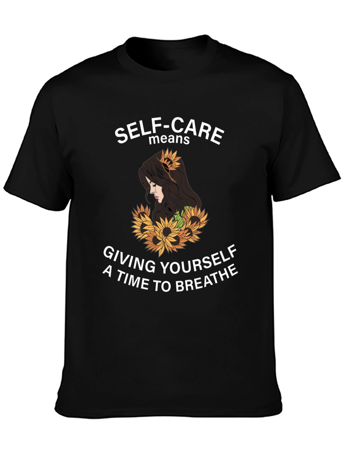 Black Self-Care Sunflower Graphic Tee - Black view 3