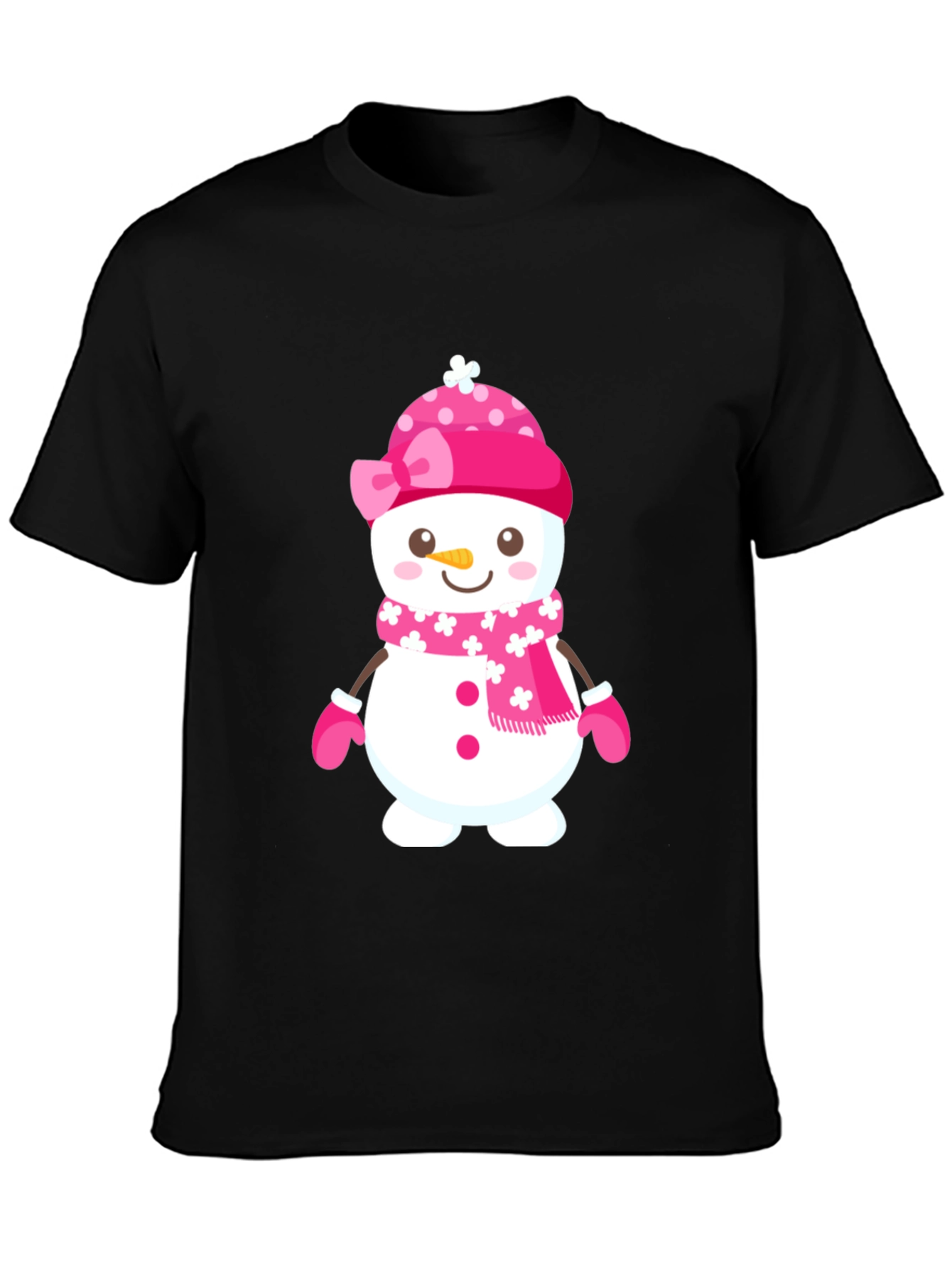 Black Festive Snowman Graphic T-Shirt view 3