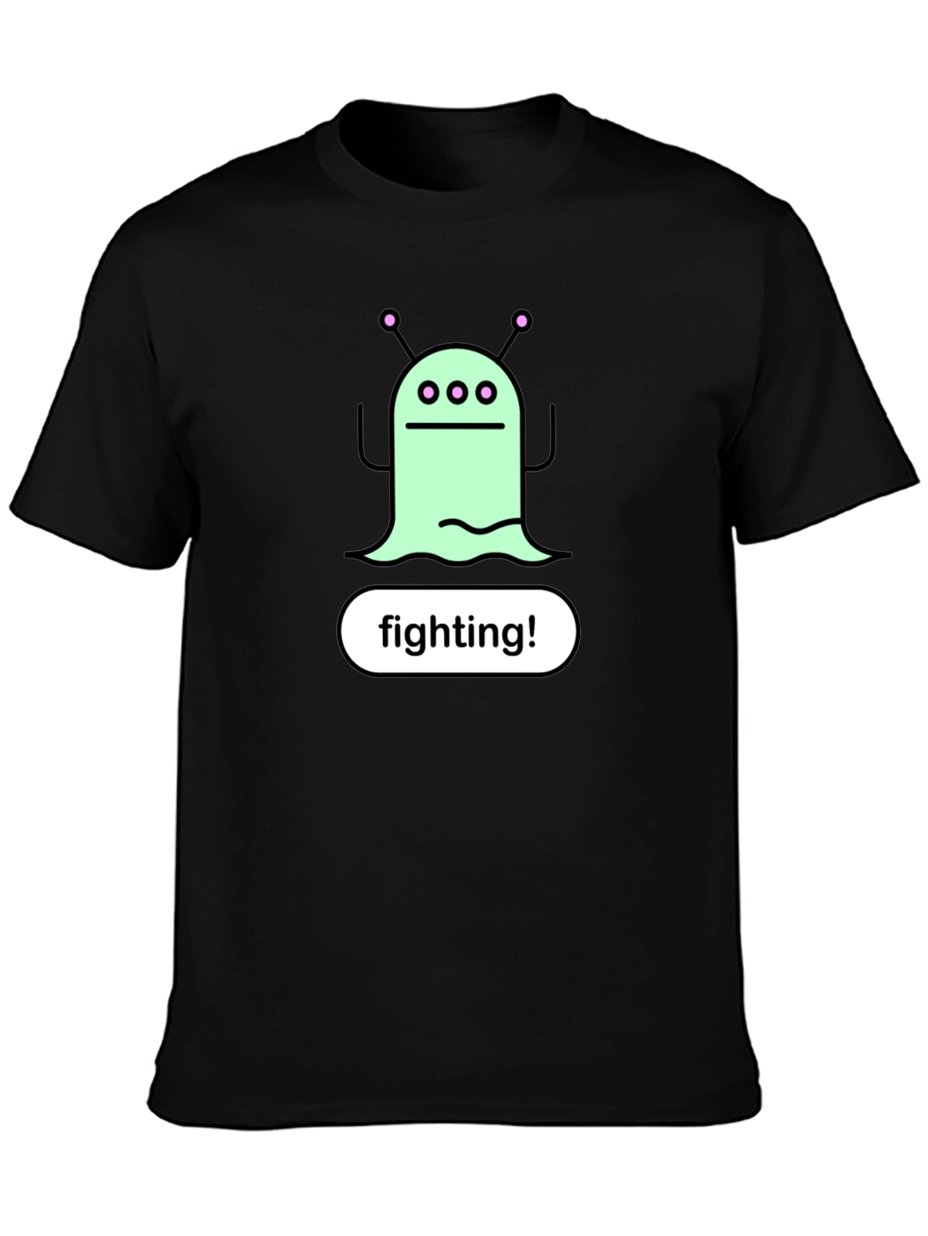 Black Fighting Alien Graphic Tee - Black view 3