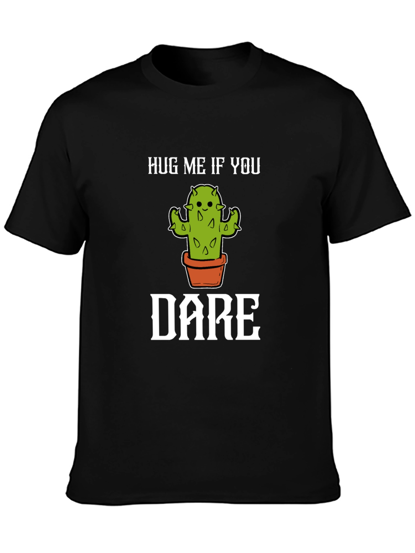 Black Hug Me If You Dare Cactus Graphic Tee view 3