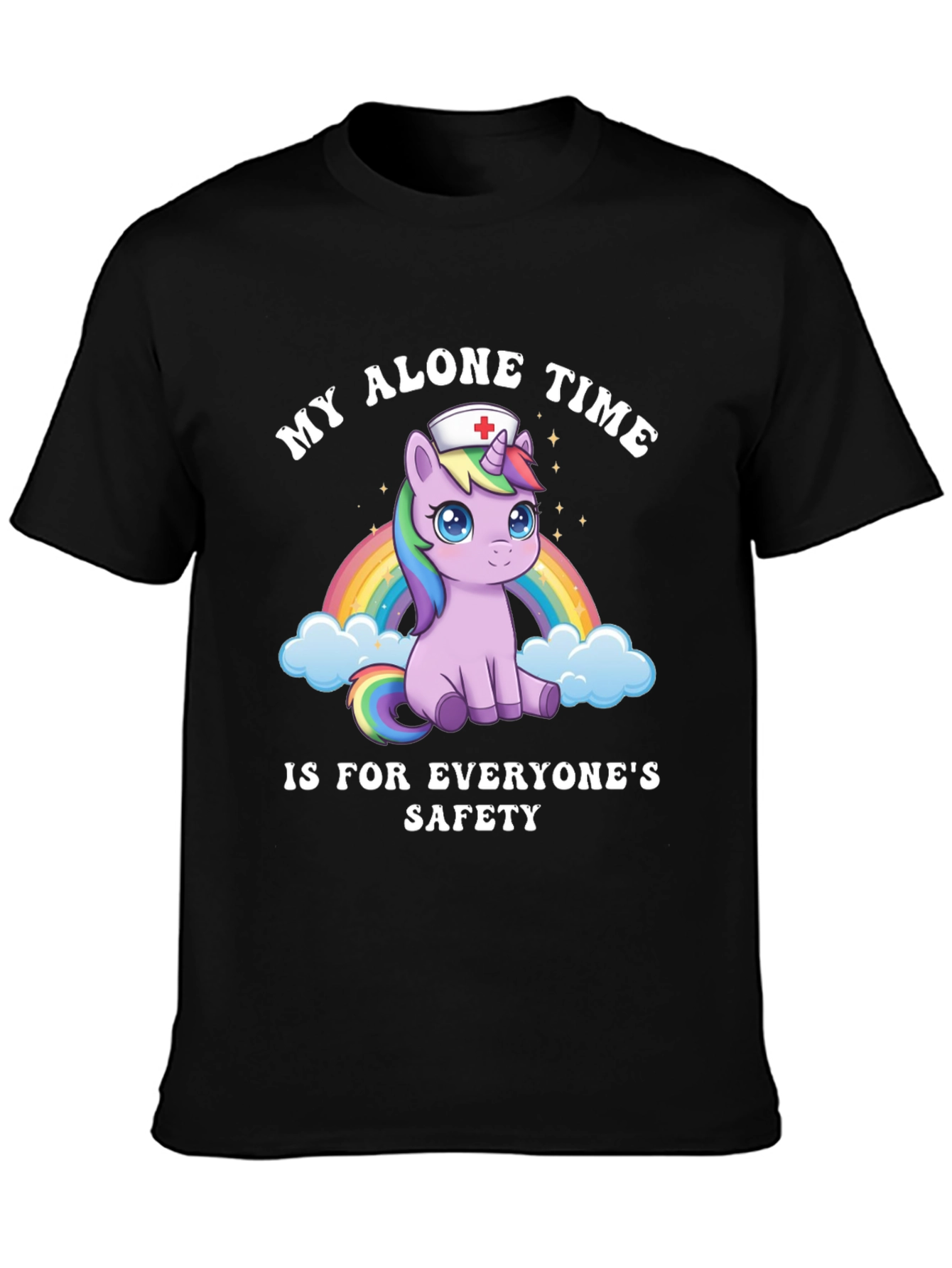 Black Unicorn Nurse T-Shirt - My Alone Time Safety Tee view 3