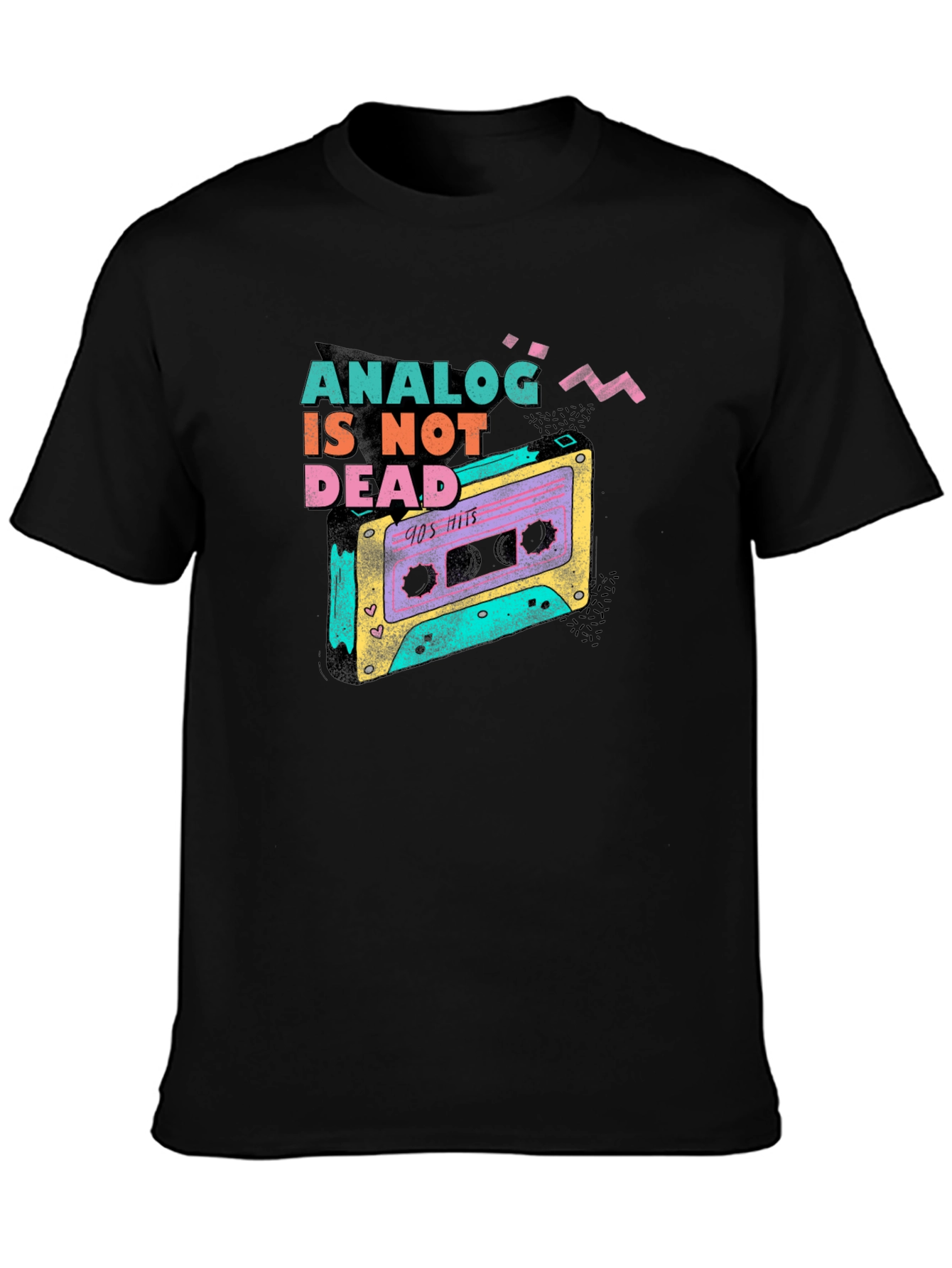 Black Analog is Not Dead T-Shirt: Retro 90s Cassette Tape Design view 3