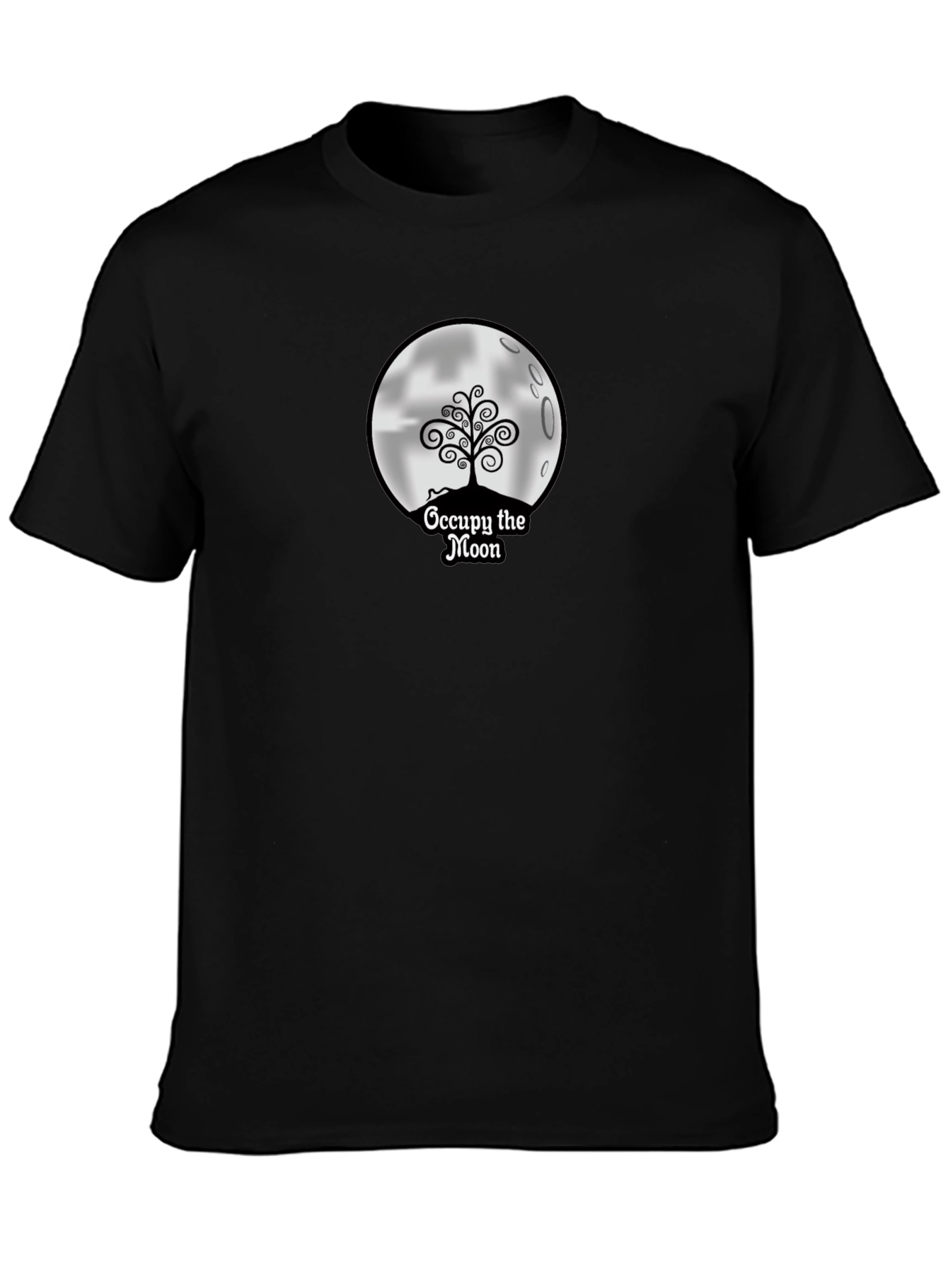 Black Occupy the Moon Graphic Tee - Black Cotton Blend view 3