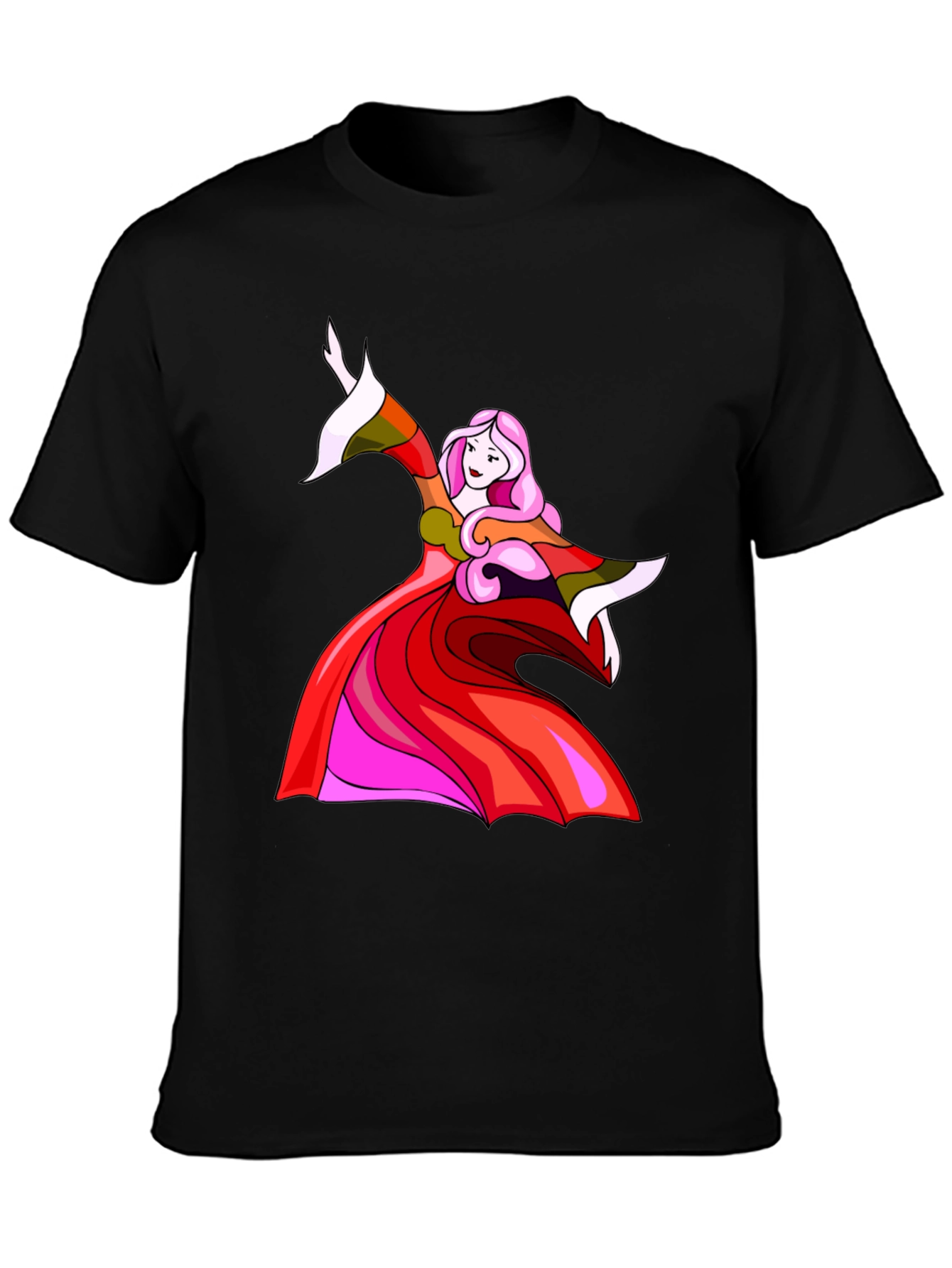 Black Whimsical Woman Graphic Tee - Black view 3