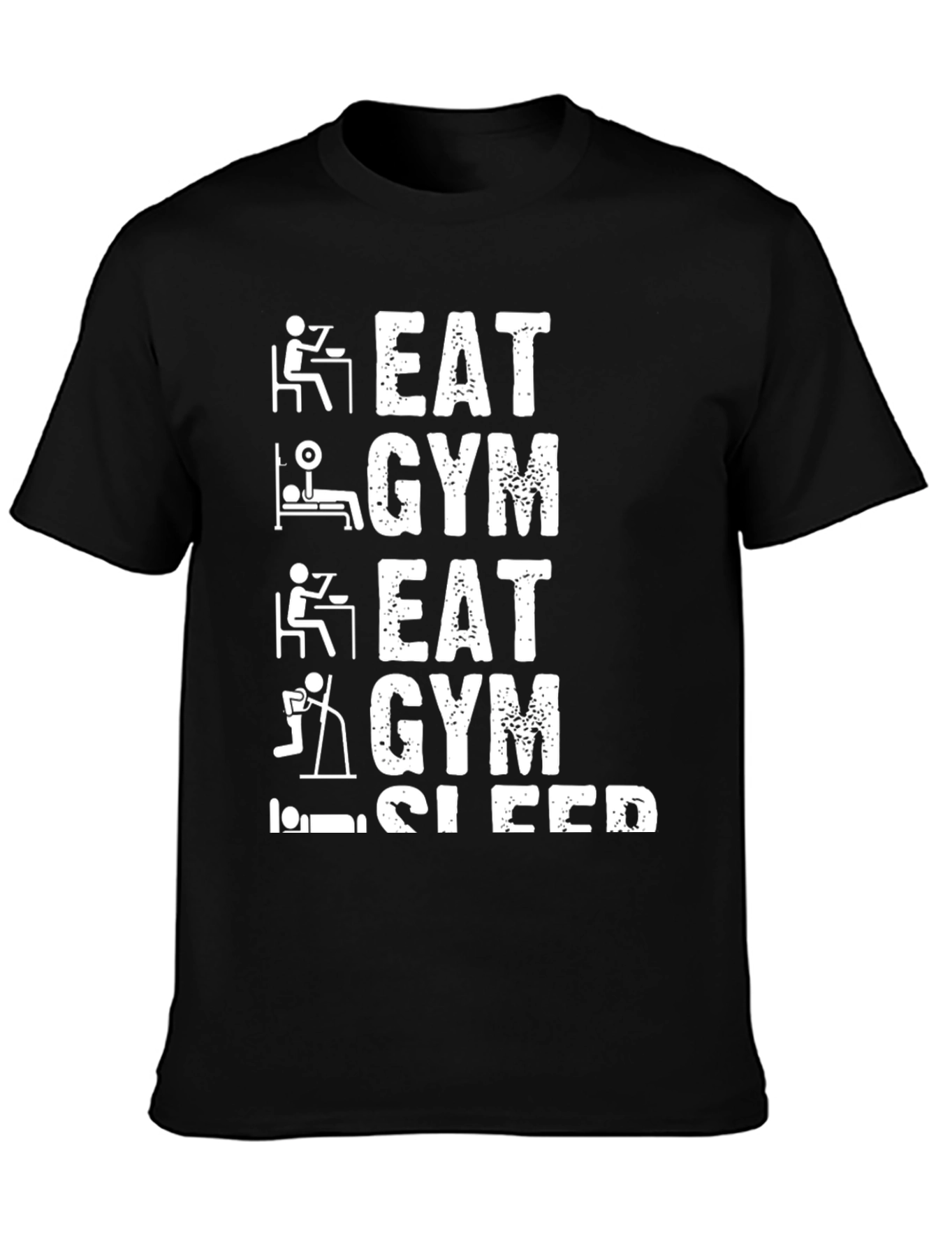 Black Eat Gym Sleep Repeat Funny Workout T-Shirt view 3
