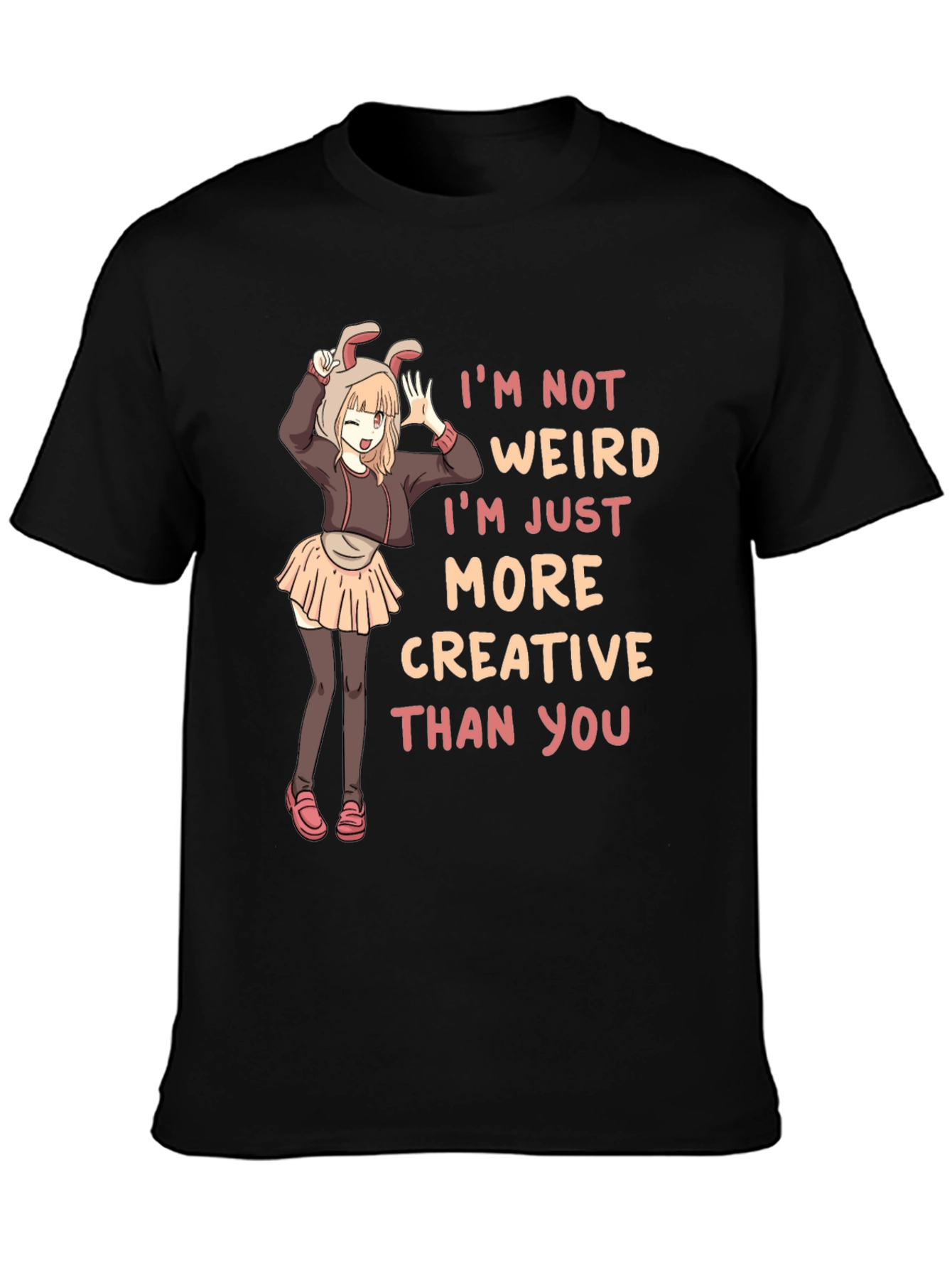 Black I'm Not Weird Creative Black T-Shirt view 3