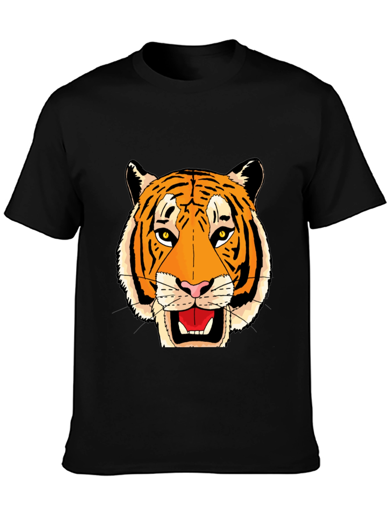 Black Black T-Shirt with Bold Tiger Face Graphic view 3
