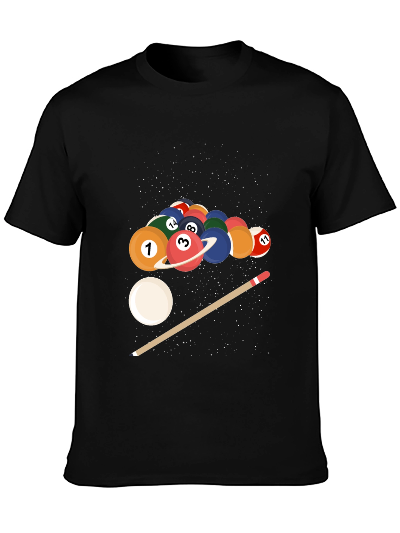 Black Cosmic Pool Ball Graphic Tee - Black view 3