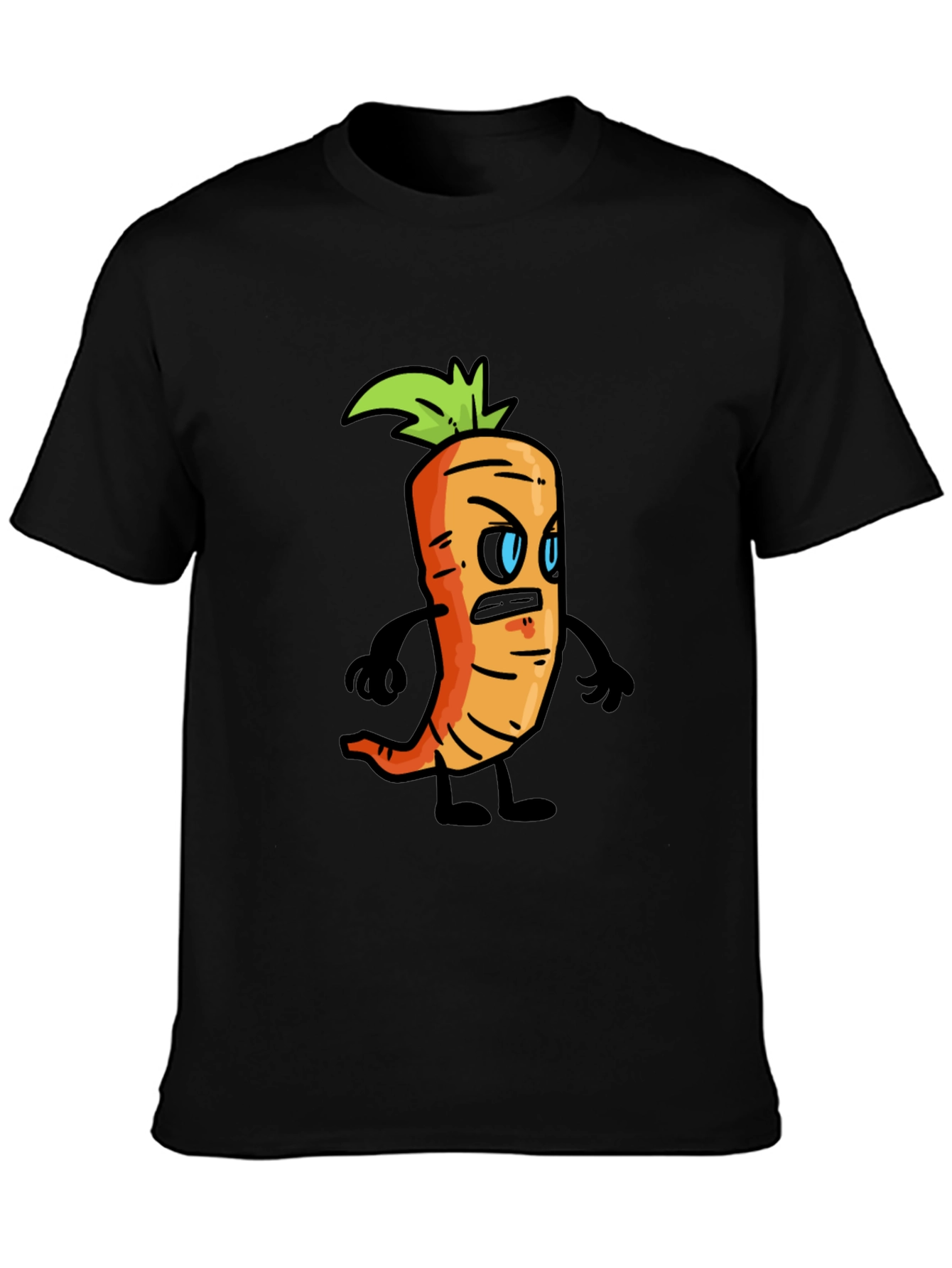 Black Angry Carrot Cartoon Black T-Shirt view 3