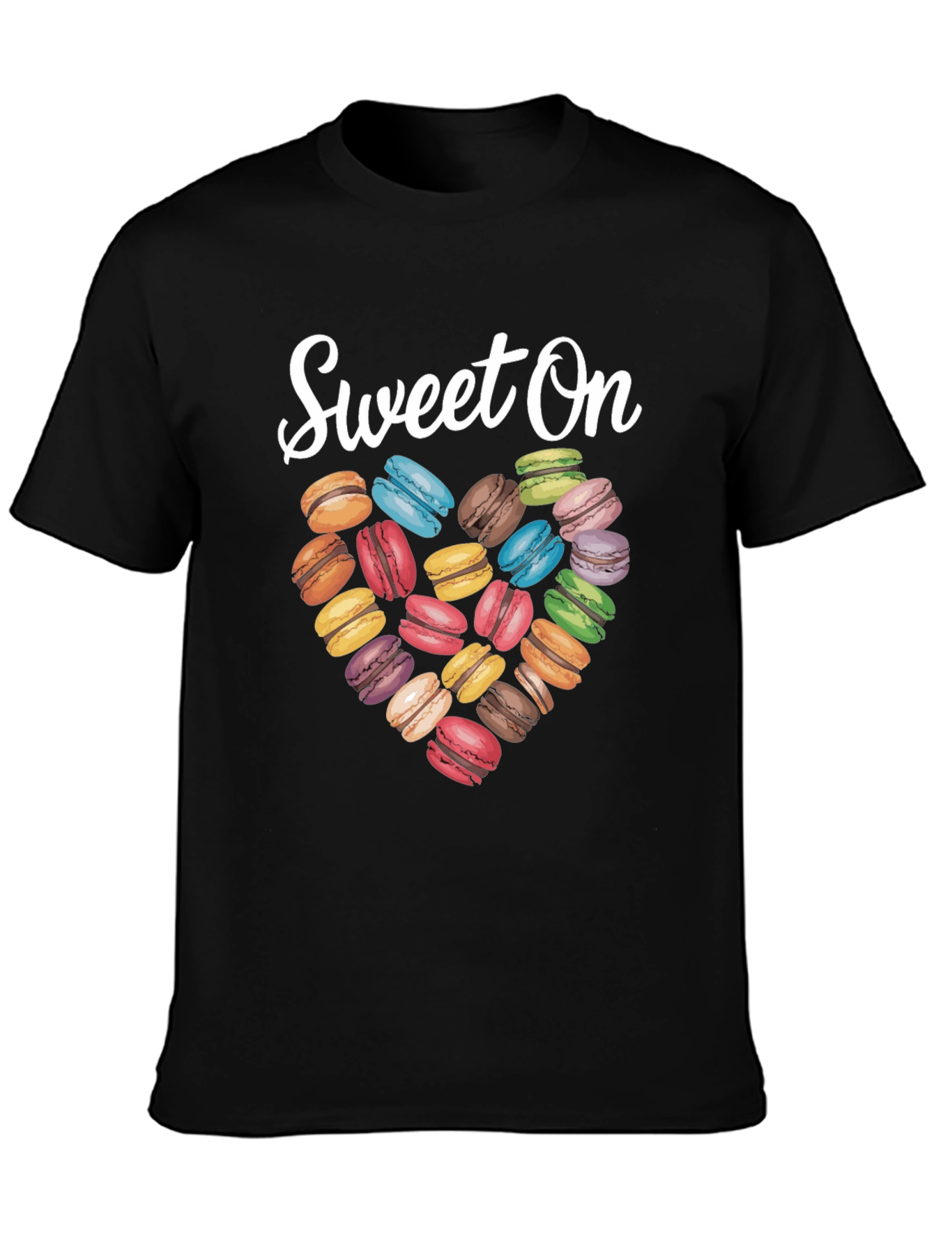 Black Sweet On Macarons T-Shirt, Heart Design view 3