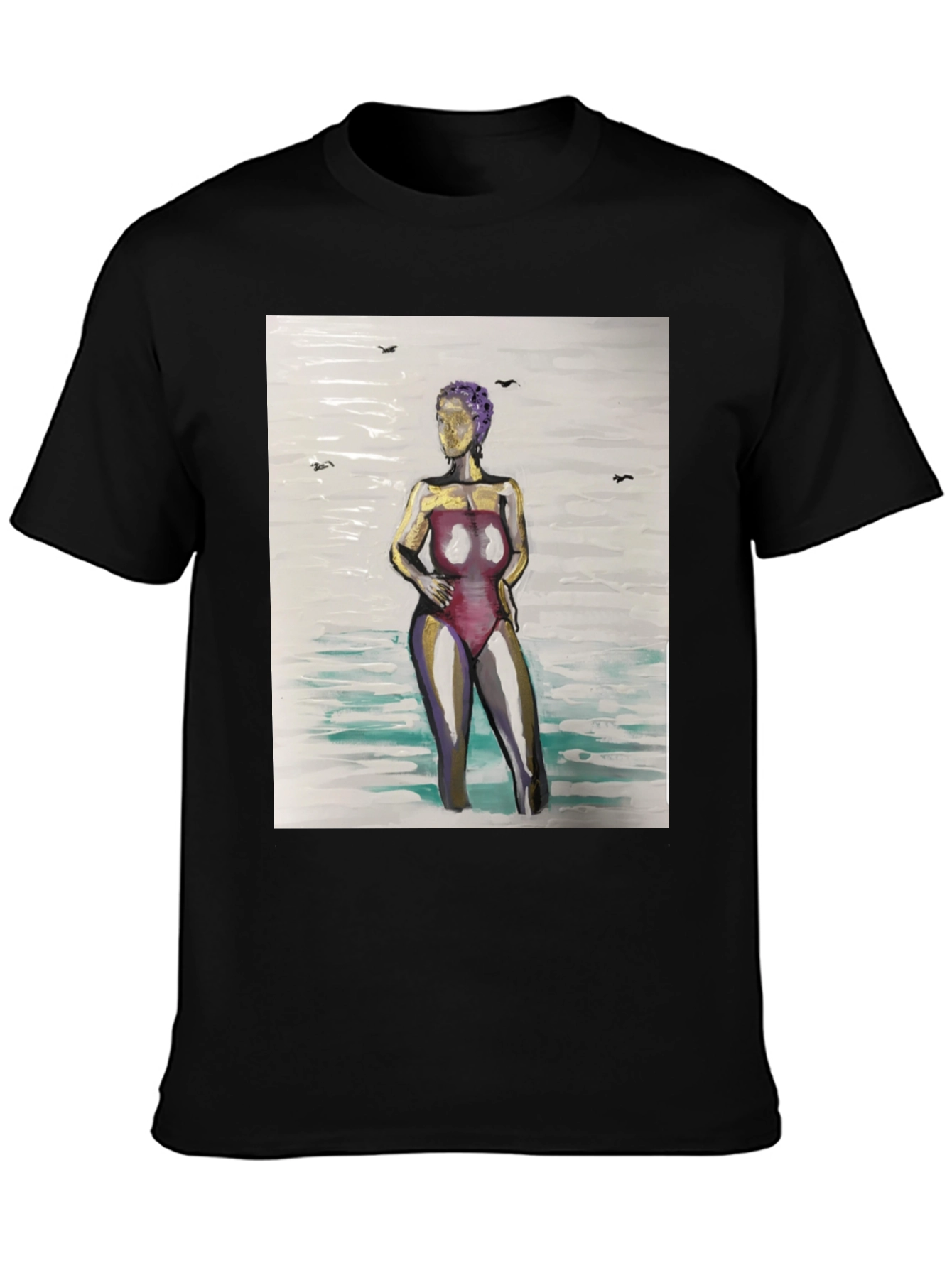 Black Unique Woman in Water Graphic Tee - Black view 3