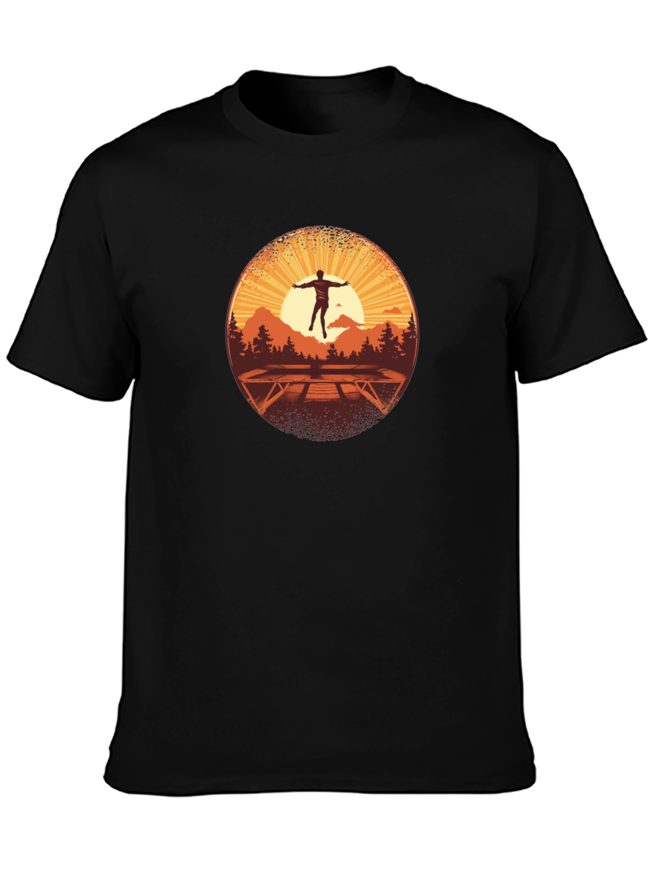 Black Sunrise Trampoline T-Shirt - Nature Scene view 3