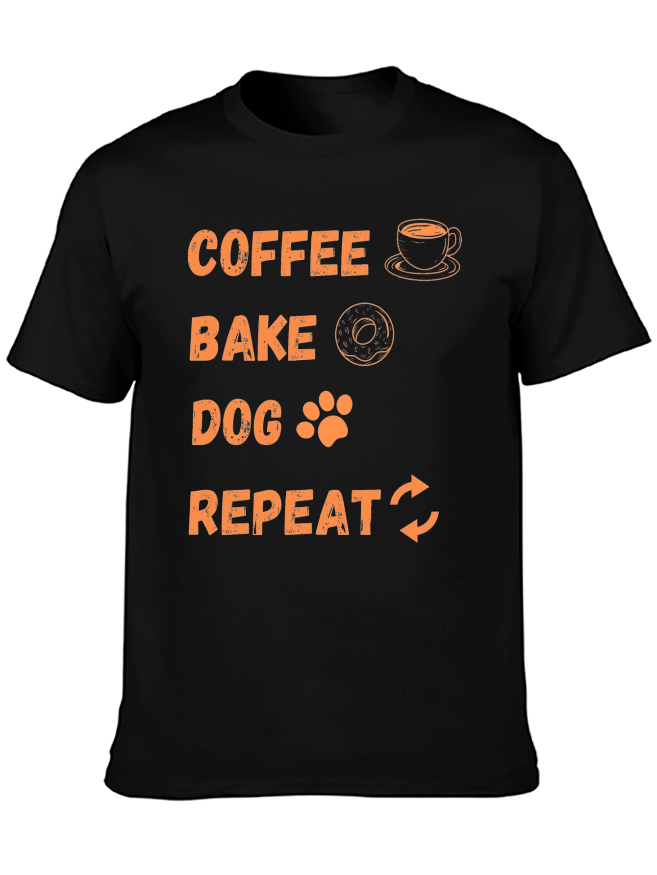 Black Coffee Bake Dog Repeat Graphic Tee view 3