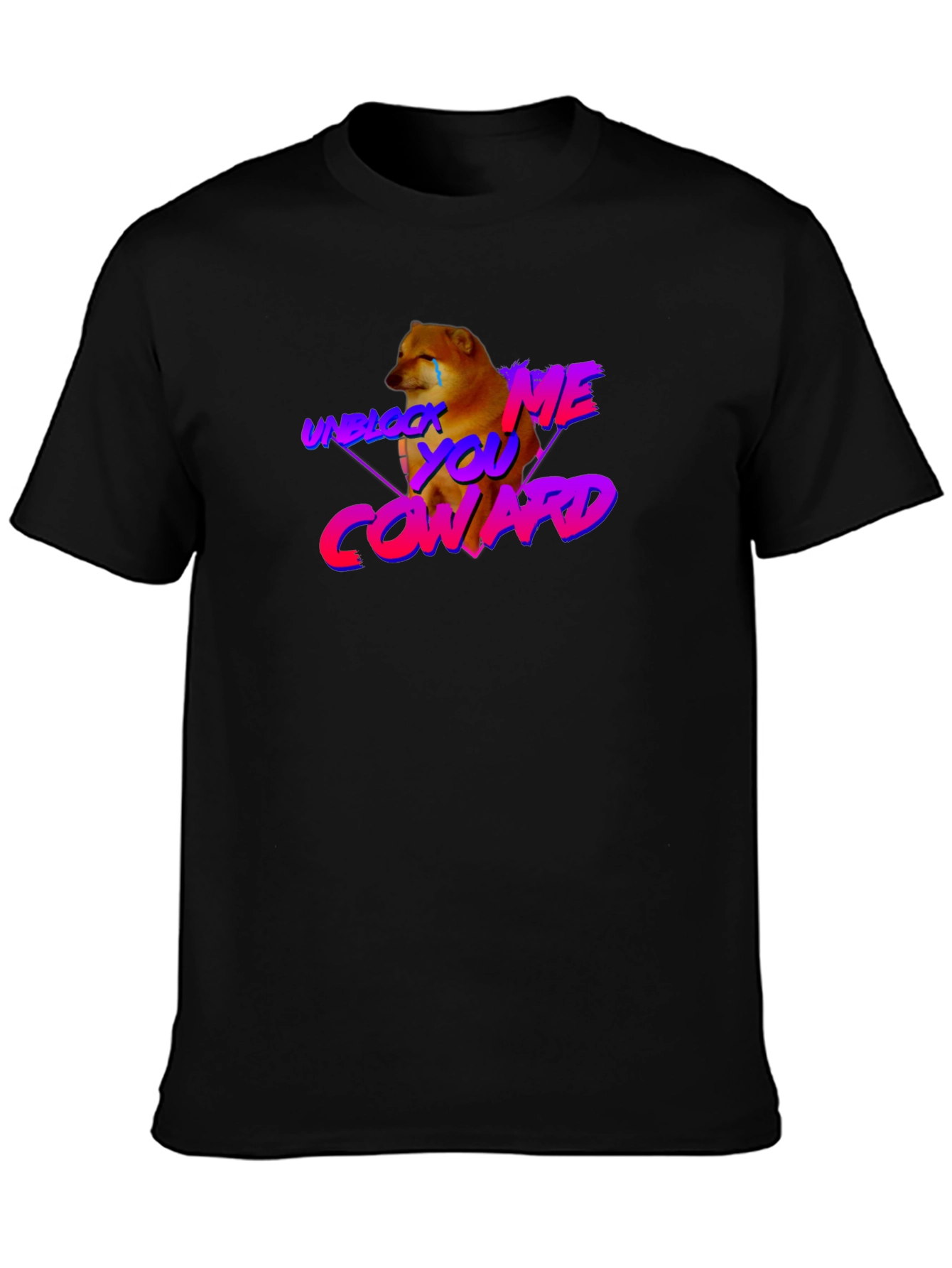 Black Unblock Me Coward Doge Graphic Tee - Black view 3
