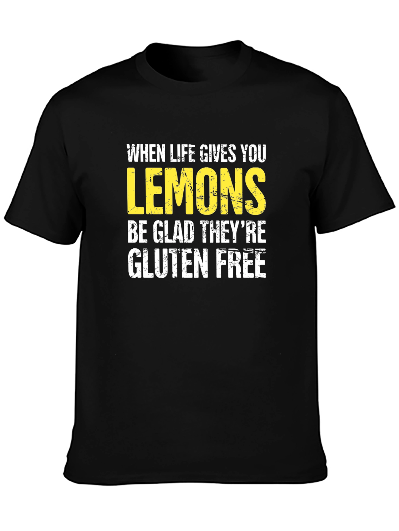 Black Funny Lemon Graphic Tee - Gluten Free Humor T-Shirt view 3