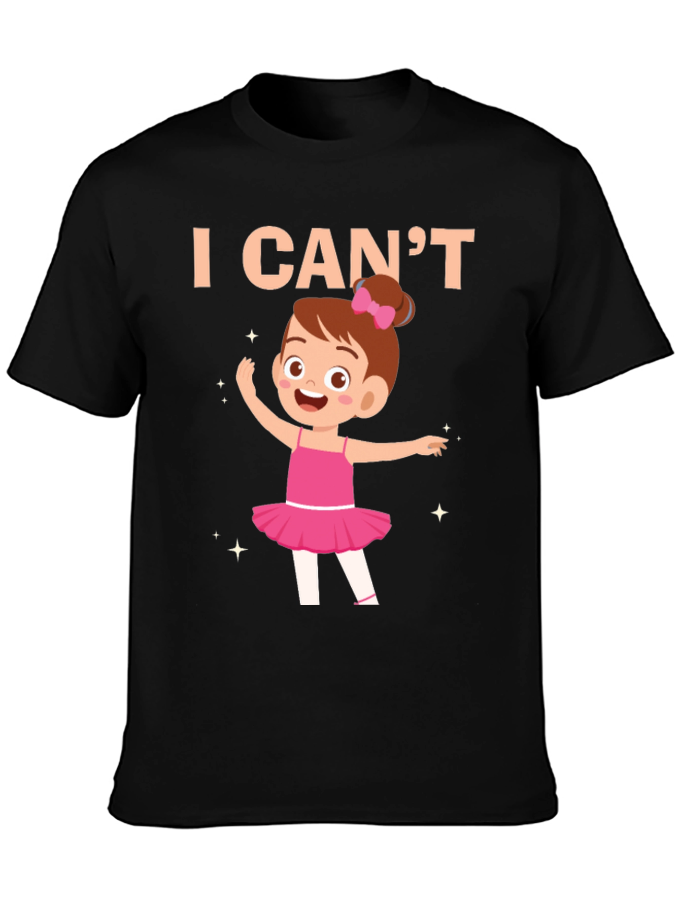 Black I Can't Ballerina Black T-Shirt view 3