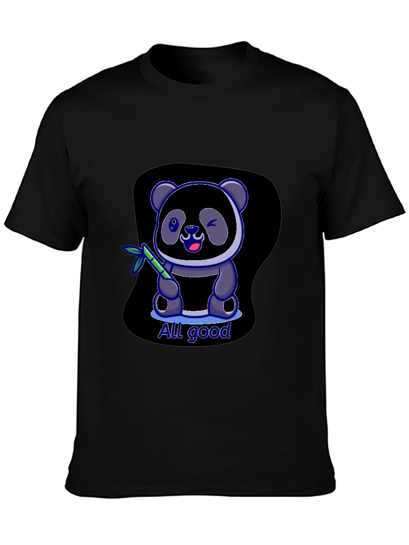 Black All Good Panda T-Shirt - Soft Cotton Blend view 3